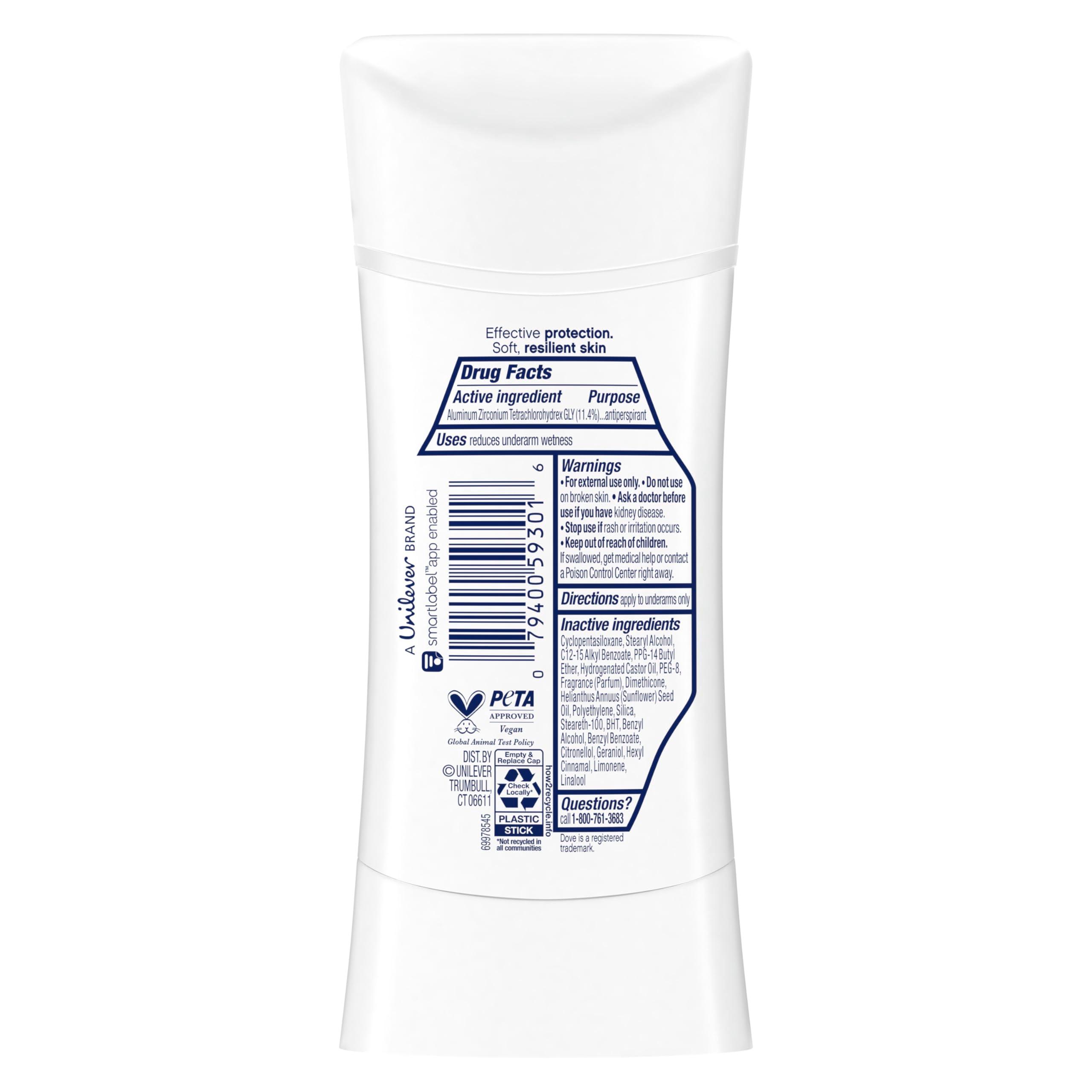 Dove Advanced Care Antiperspirant Deodorant Stick Clear Finish 4 Count deodorant that doesn’t stain clothes 72-hour odor control and all-day sweat protection with Pro-Ceramide Technology 2.6 oz - Image 2