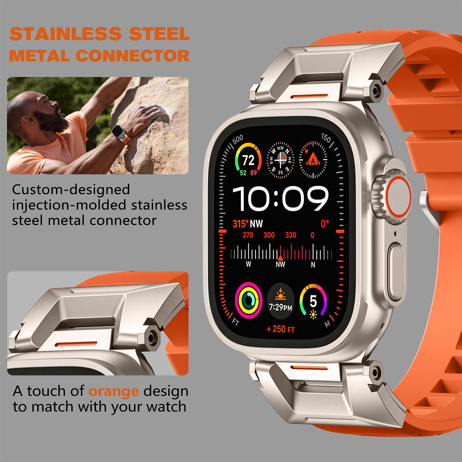 Bandletic R-Steel FKM Band + Sport Rugged Band Compatible with Apple Watch Ultra 2/Ultra Band 49mm - Waterproof Strap for for iWatch Series SE2/SE/10/9/8/7/6/5 46mm 45mm 44mm 42mm (Series 3/2/1) - Image 5