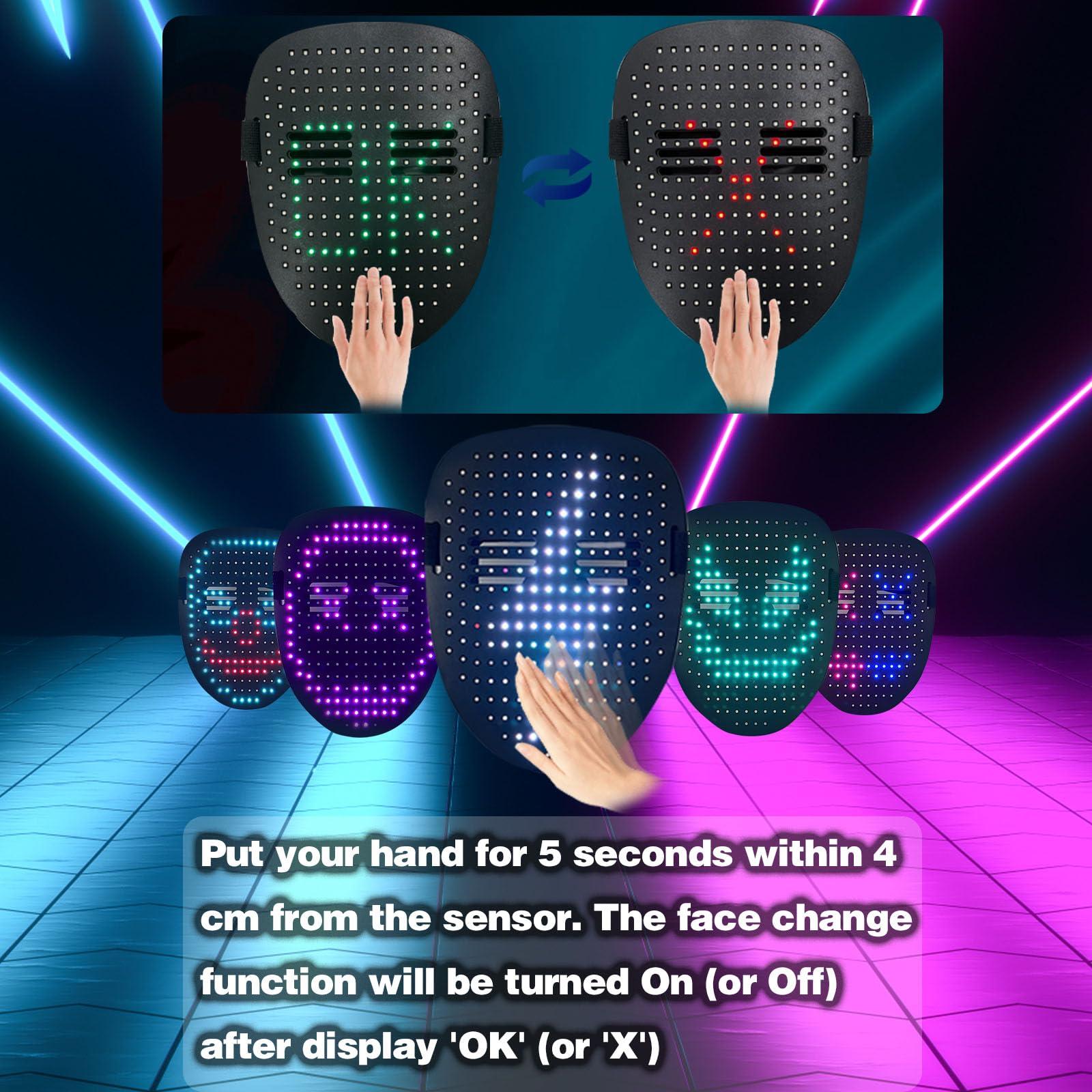 MOYACA Led Mask with Gesture Sensing,Light up mask for Kids/Men/Women LED Halloween Mask for Costume Cosplay Party - Image 5