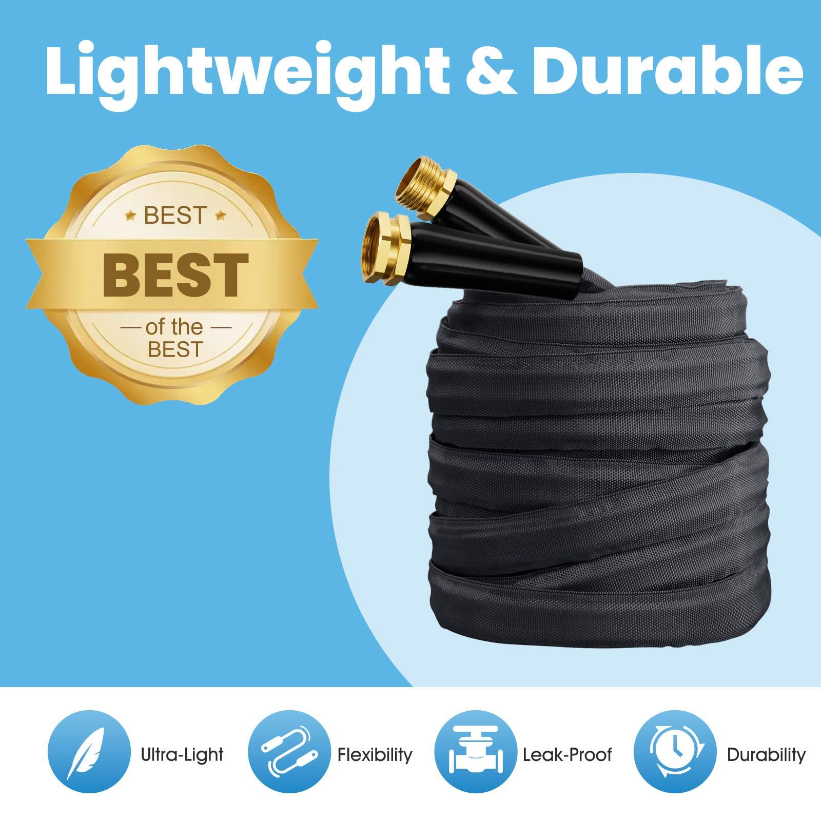 Haeteir 2025 Upgraded 50FT Non-Expanding Garden Hose, Lightweight, Flexible Ultra-Light Water Hose, Burst-Resistant, Lead-Free, Anti-Kink, High-Pressure - Image 3