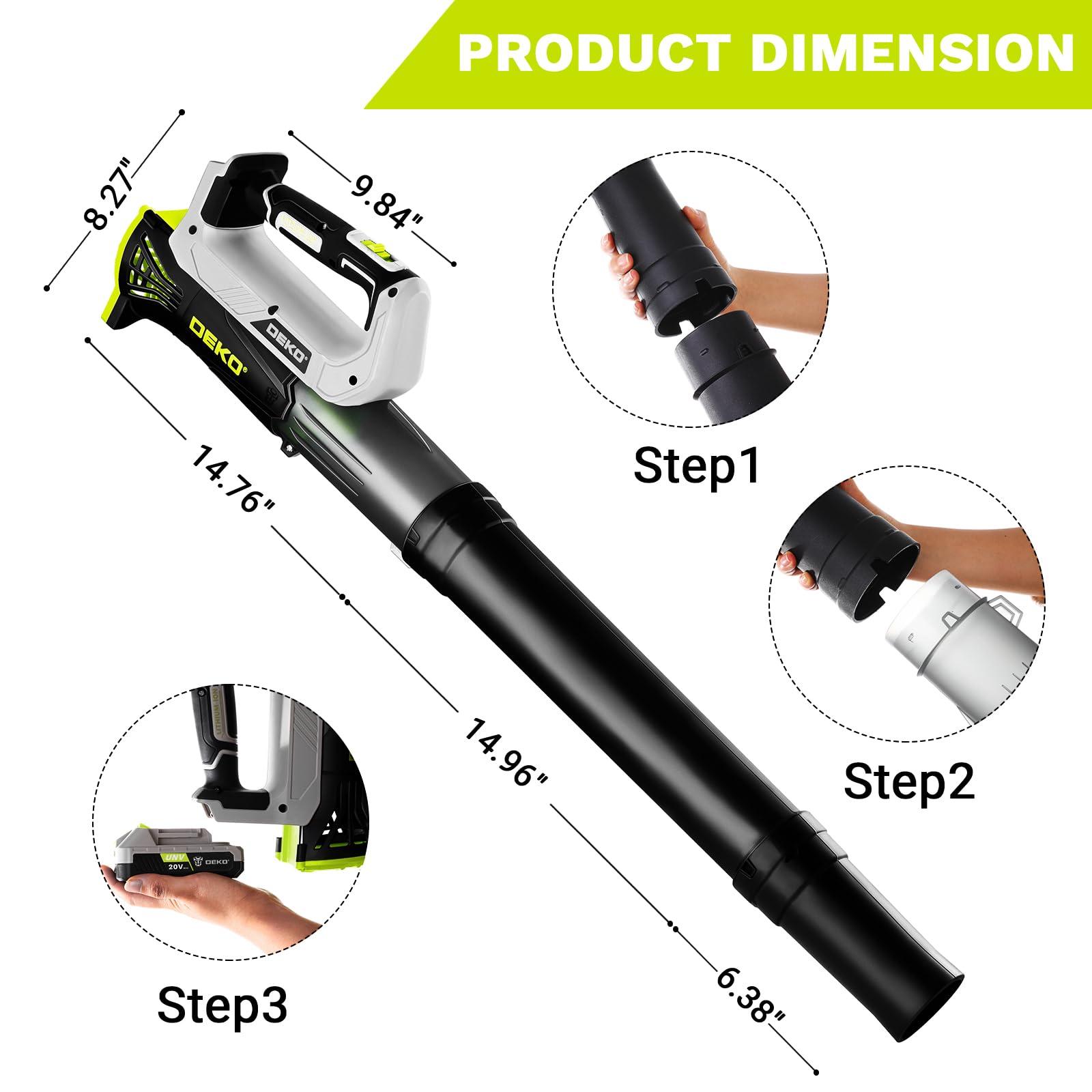 Electric Leaf Blower Cordless 18000RPM: DEKOPRO Blowers for Lawn Care with 2x2.0Ah Battery and Charger, 2 Speed Mode, Lightweight & Powerful Battery Powered Leaf Blower for Patio Yard Cleaning - Image 2