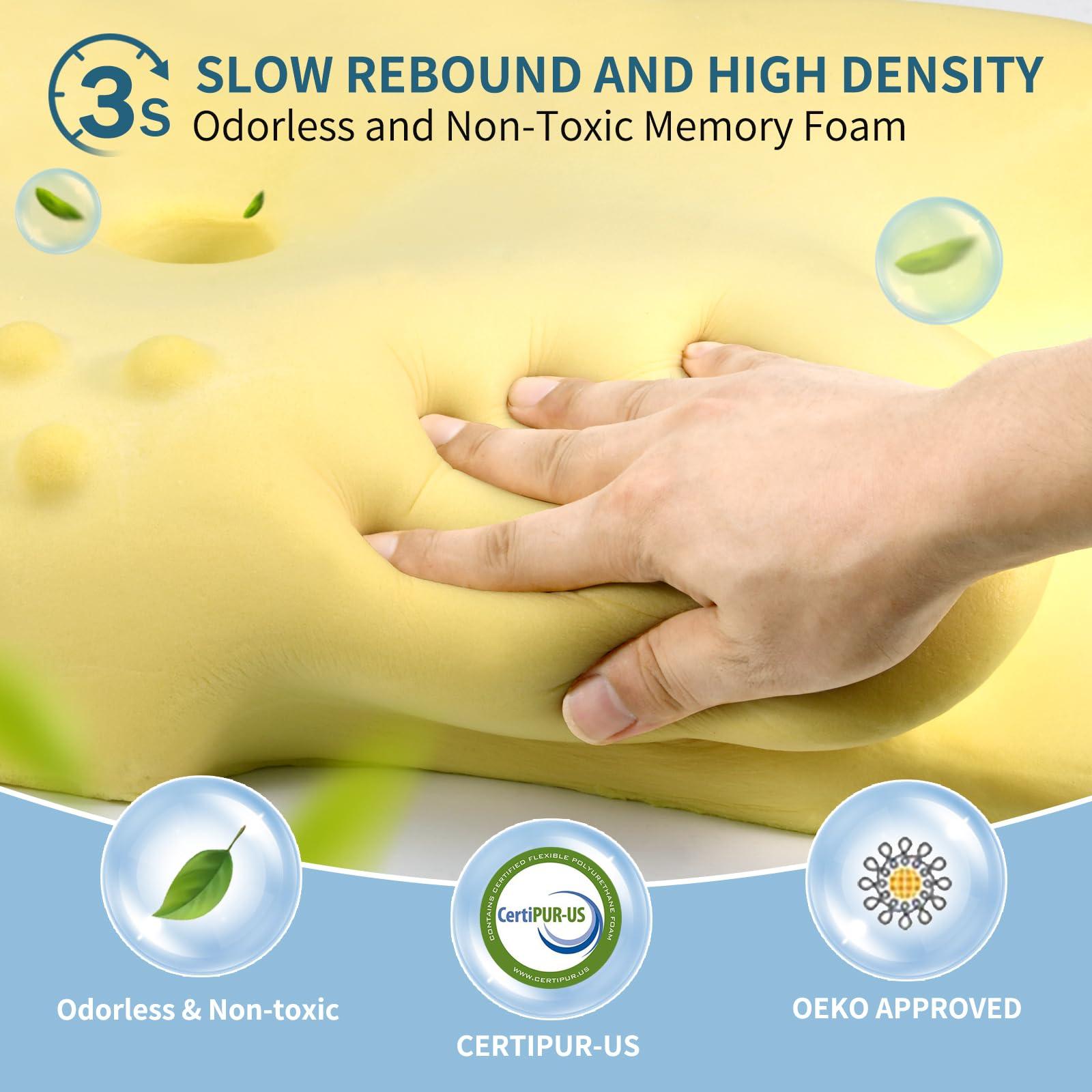 Cervical Neck Pillow for Pain Relief - Ergonomic Memory Foam Pillows for Sleeping, Cooling Side Sleeper Pillow for Neck Support, Contour Orthopedic Bed Pillow for Back Stomach Sleepers - Image 4