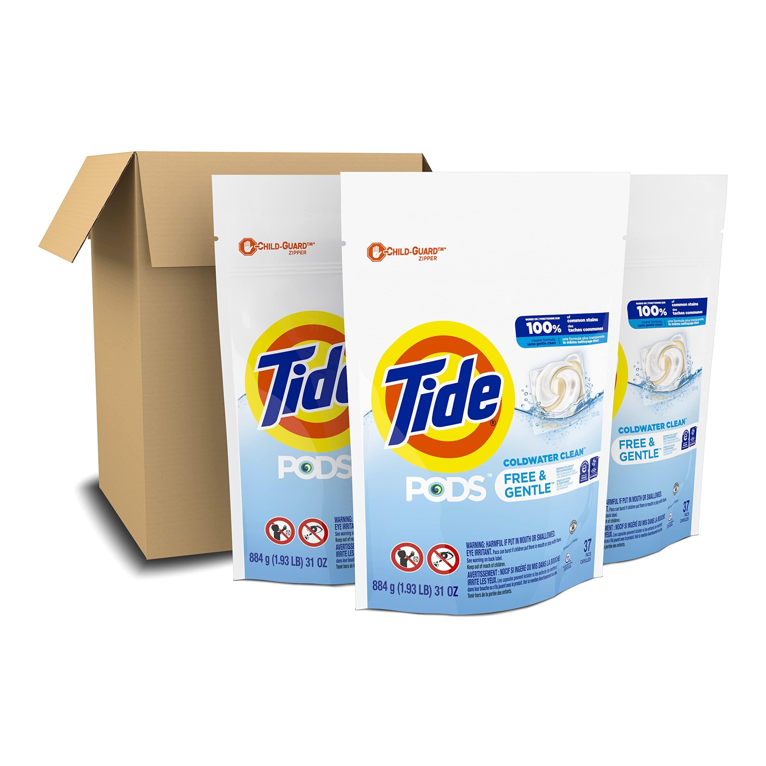 Tide PODS Free & Gentle, Laundry Detergent Soap Pods, Unscented, 3 Bag Value Pack, 111 Count, HE Compatible - Image 4