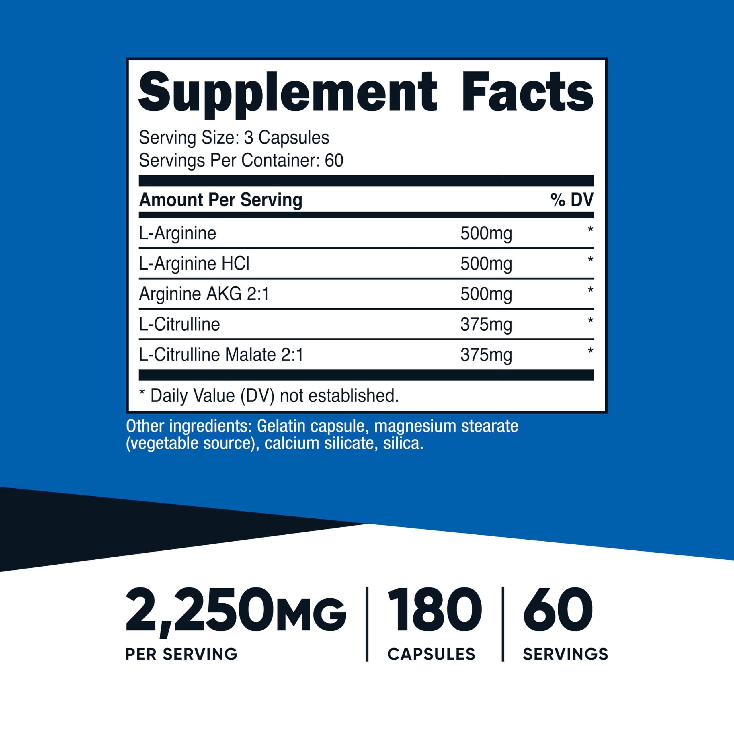 Nutricost Nitric Oxide Booster 2250mg, 180 Capsules - 750mg Per Casule, 60 Servings - Gluten Free and Non-GMO - Image 2