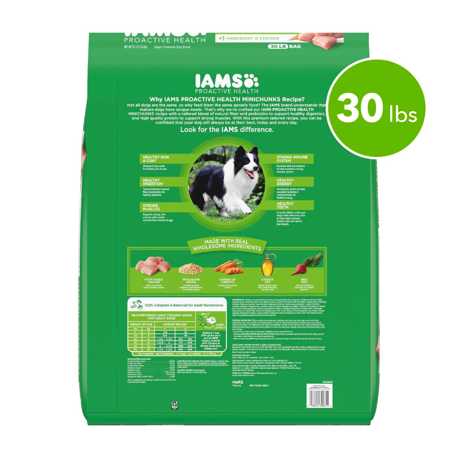 IAMS Proactive Health Minichunks Adult Dry Dog Food with Real Chicken, 30 lb. Bag - Image 2