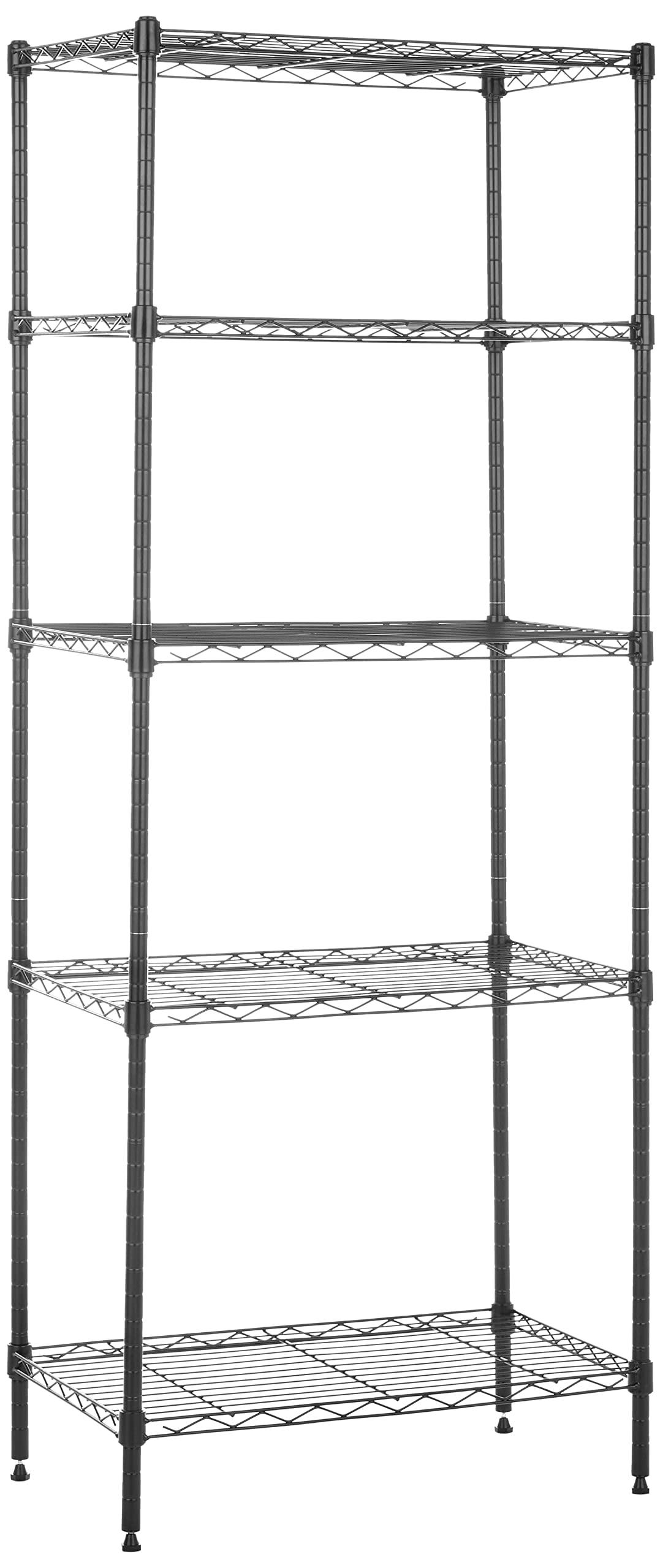 Amazon Basics 5-Shelf Multipurpose Adjustable Sturdy Steel Storage Shelving Unit, Easy Assembly, 13.4" D x 23.2"W x 60"H, Black