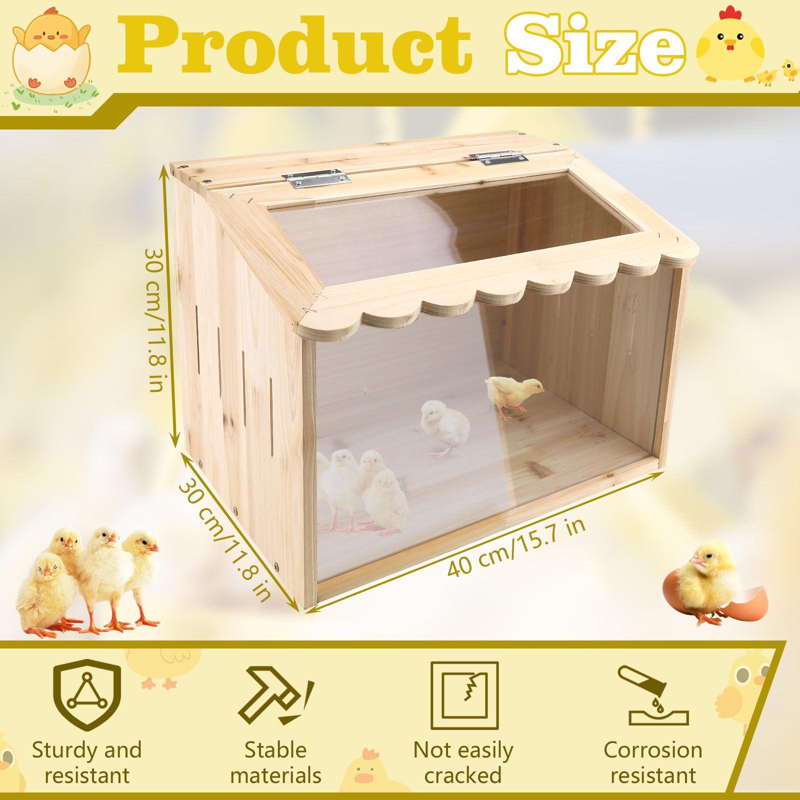 Chicken Brooder Box, Large Wooden Brooder Box for Chicks, Chick Brooder Baby Chicken Supplies, Animal Playpen with Top for Chickens, Ducks, Quails, Hamsters (15.7''*11.8''*11.8'') - Image 2