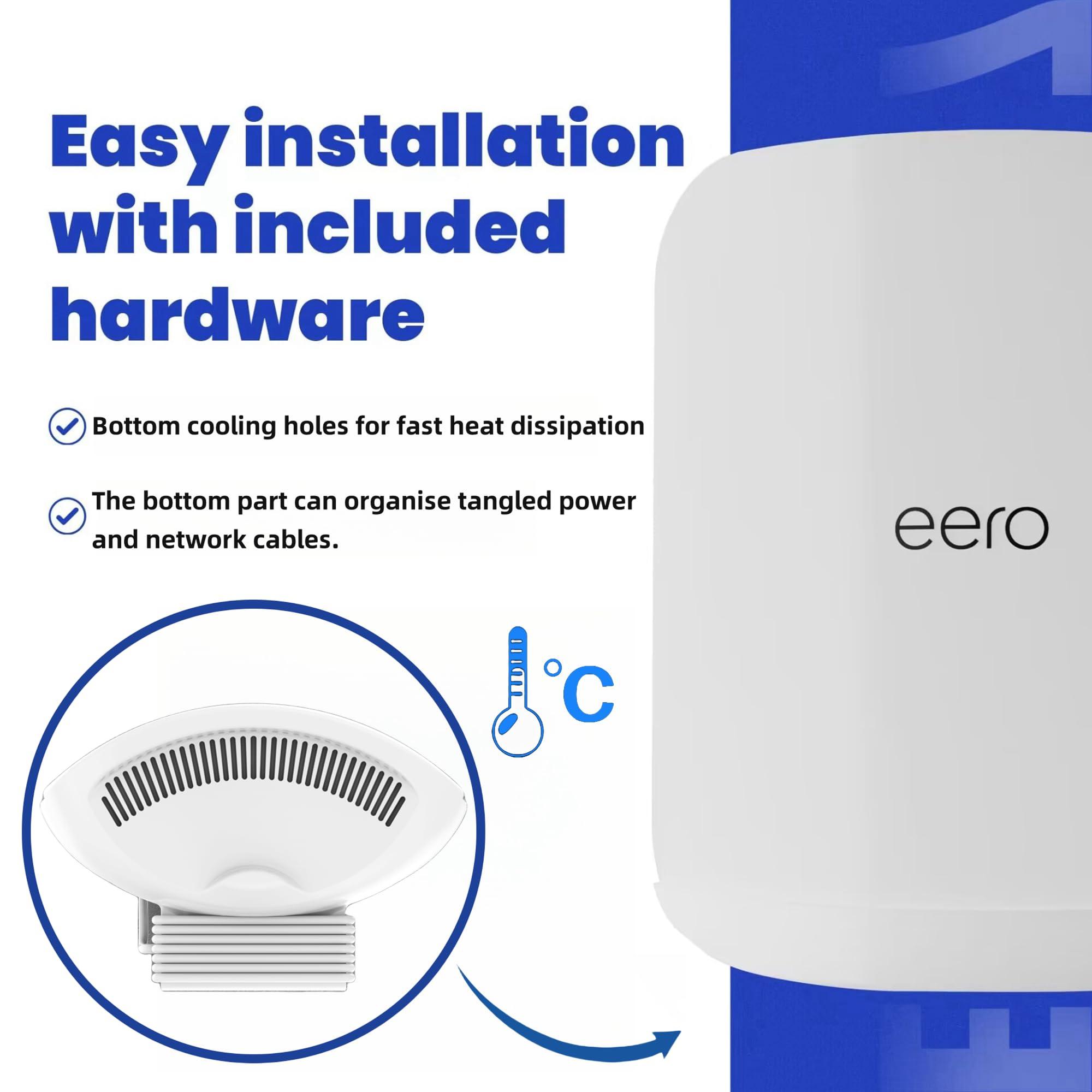 SONGCHEER Wall Bracket for Eero Max 7 Aluminum Alloy Max 7 Wall Mount Sturdy and Durable Space Saving Wall Mount Holder Compatible with Max 7 Mesh WiFi Router (White-3Pack) - Image 6