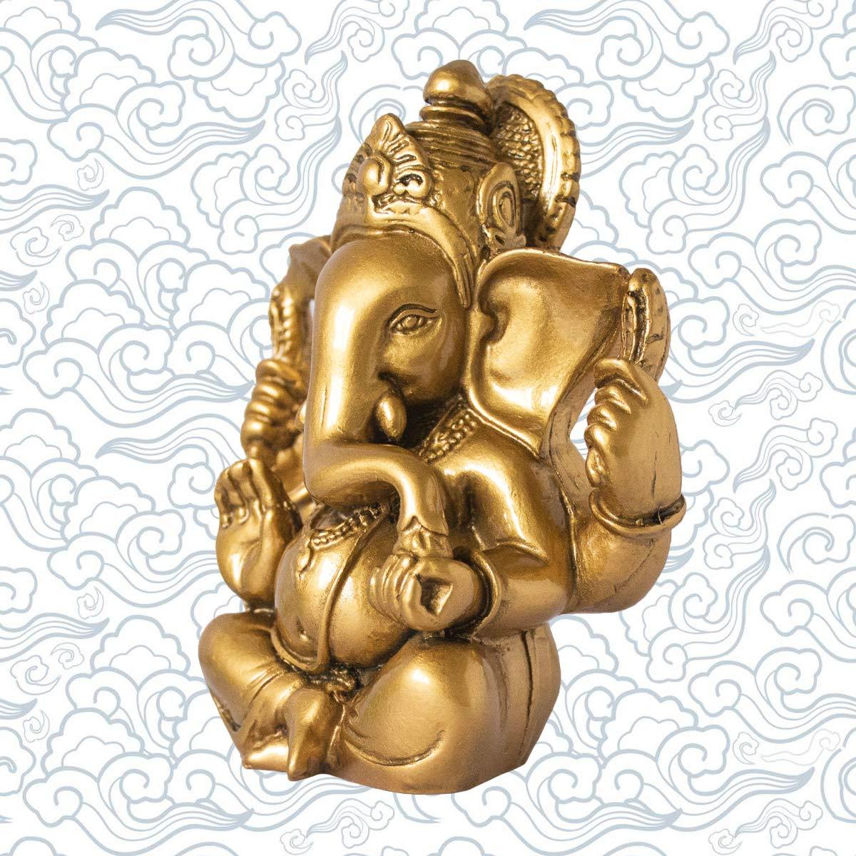 Addune Hindu God Lord Ganesha Idol Statue Indian Elephant Buddha Ganesh Sculpture Blessing Home Pooja Diwali Decor Lucky (Gold) - Image 4