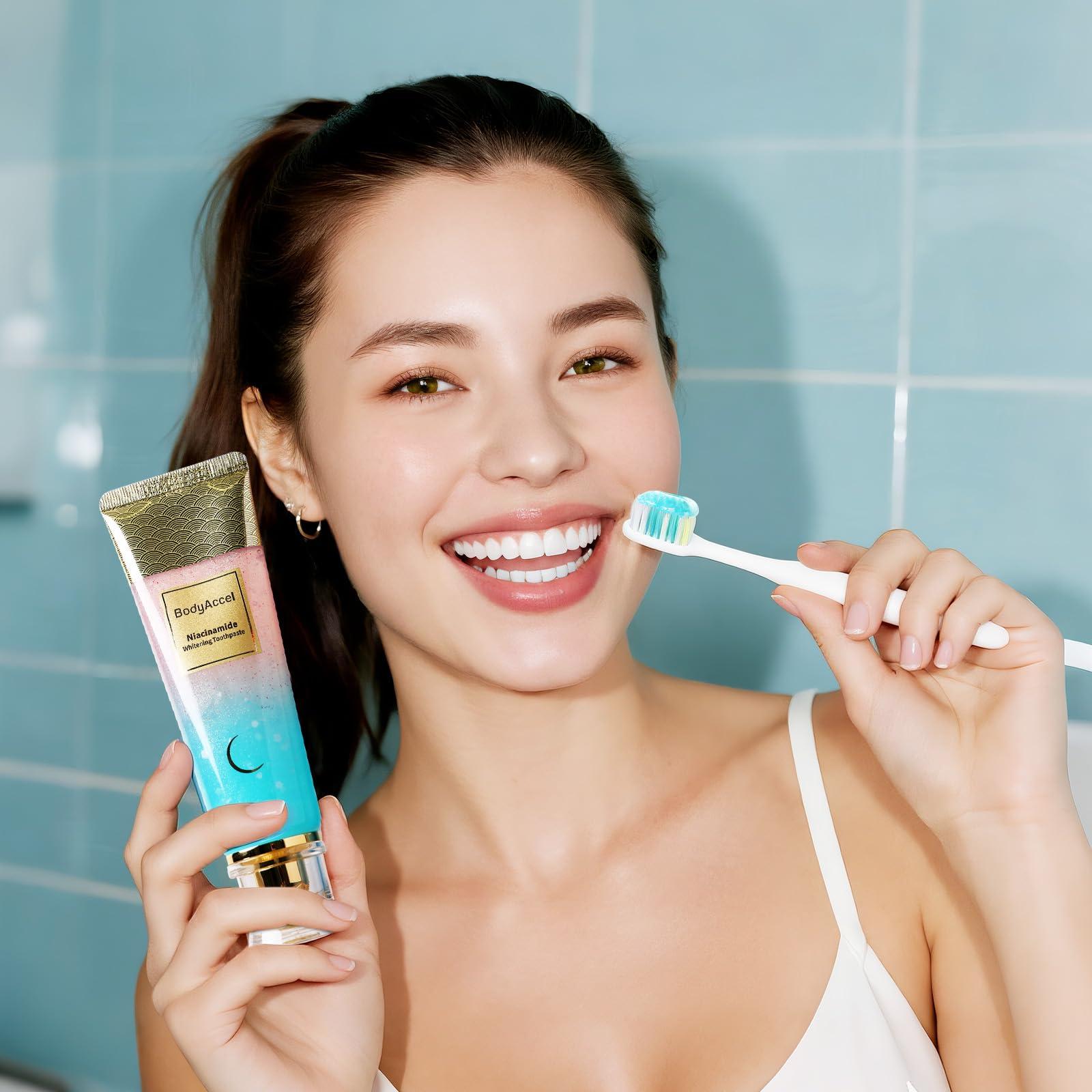 Niacinamide Whitening Toothpaste – BodyAccel Natural Whitening Toothpaste with Niacinamide, Gentle Formula for Brighter Teeth & Fresh Breath, 2-Pack (2) - Image 5