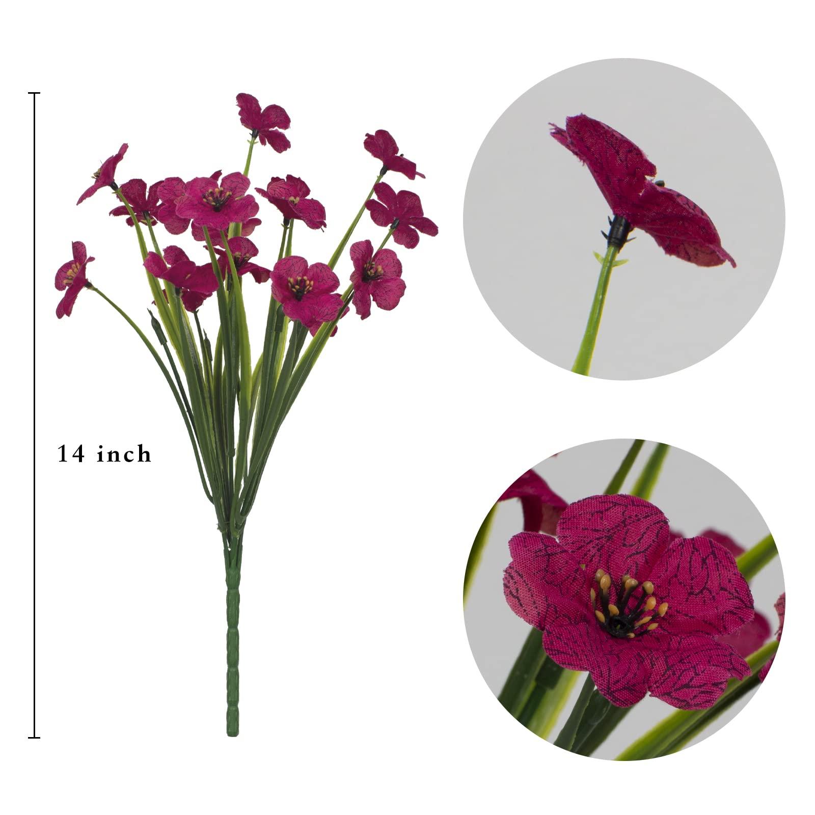 LikSoor 21 Bundles Artificial Outdoor UV Resistant Flowers No Fade Fake Outside Flowers Plastic Greenery Faux Shrubs Garden Porch Window Box Home Decoration(Rose Red) - Image 6