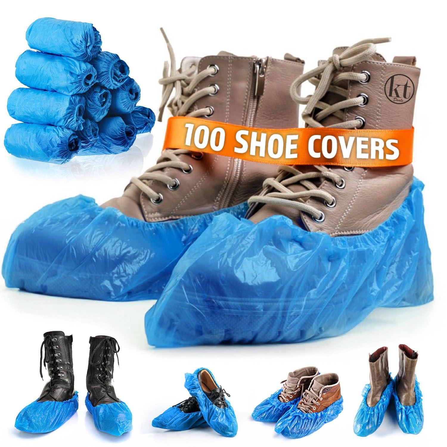 100PCS Disposable Shoe Cover Waterproof Large Boots Covers for Indoors/Outdoor Booties Sneaker Protector Coverings, One Size Fits Most up to size 11 US Men and 13 US Women (50 Pair)