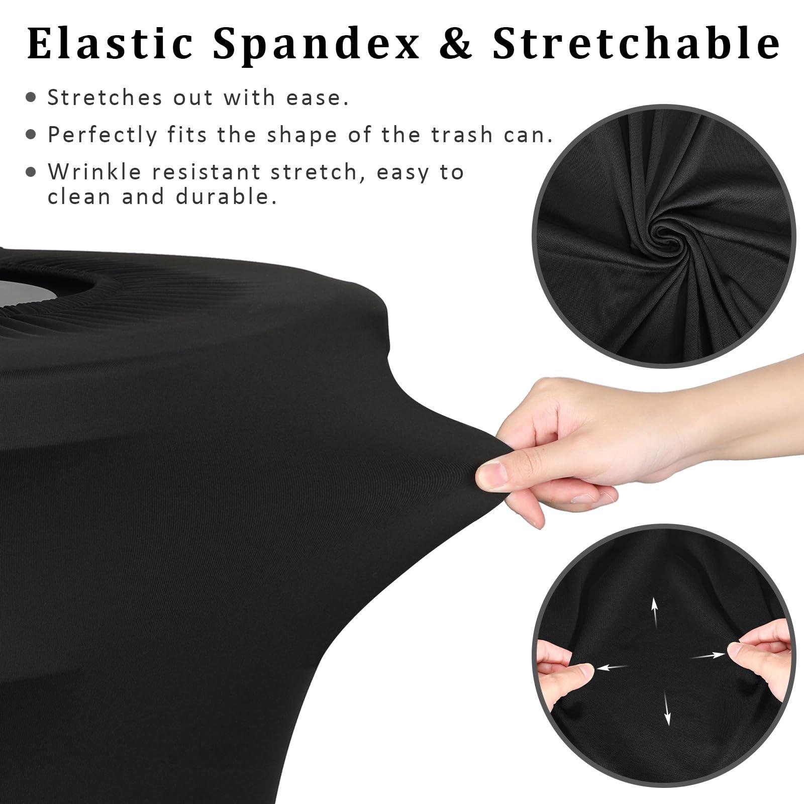 BSTKEY 55 Gallon Stretch Spandex Trash Can Cover, 4 Pack Outdoor Fitted Waste Container Cover Round Garbage Can Covers for Wedding Party Commercial Fundraiser Decor, Without Trash Can (Black) - Image 4