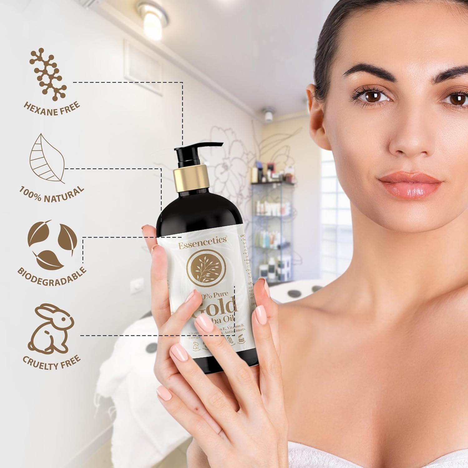 Essencetics Organic Jojoba Oil 16 oz - 100% Pure & Natural Jojoba Massage Oil for Hair, Skin, Body, & Face - Natural Cold Pressed Unrefined - Hexane Free Massage Oil for Massage Therapy & Date Night - Image 6