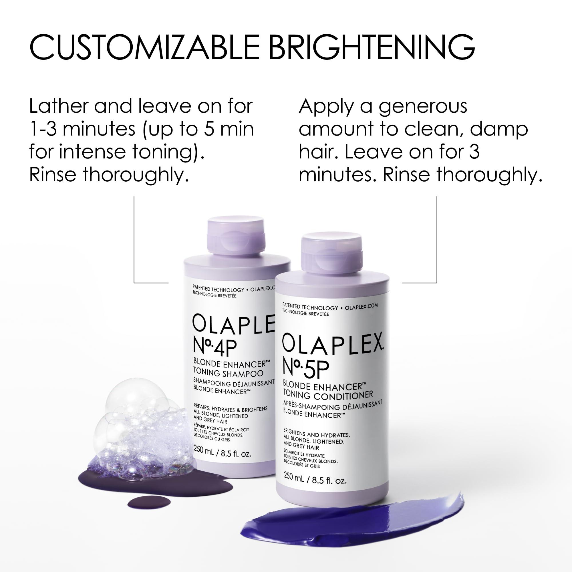 Olaplex No. 4P Blonde Enhancing Toning Shampoo, 8.5 Fl Oz + No. 5P Blonde Enhancer™ Toning Conditioner, Repairs, Hydrates, & Brightens All Blonde, Lightened, & Grey Hair - Image 4
