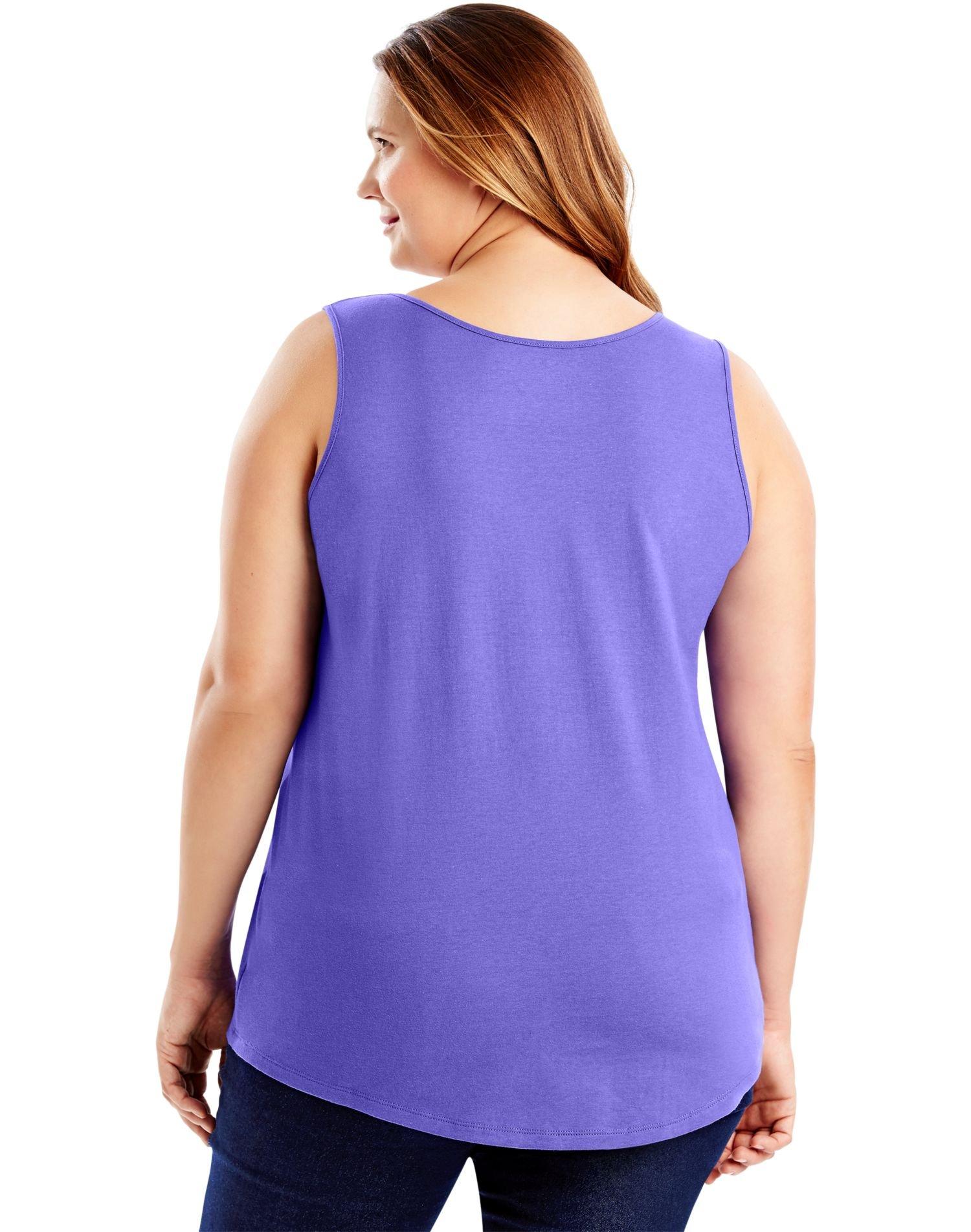 JUST MY SIZE Women's Size Cotton Jersey Shirttail Tank Top, Plus Sleeveless Shirts - Image 5