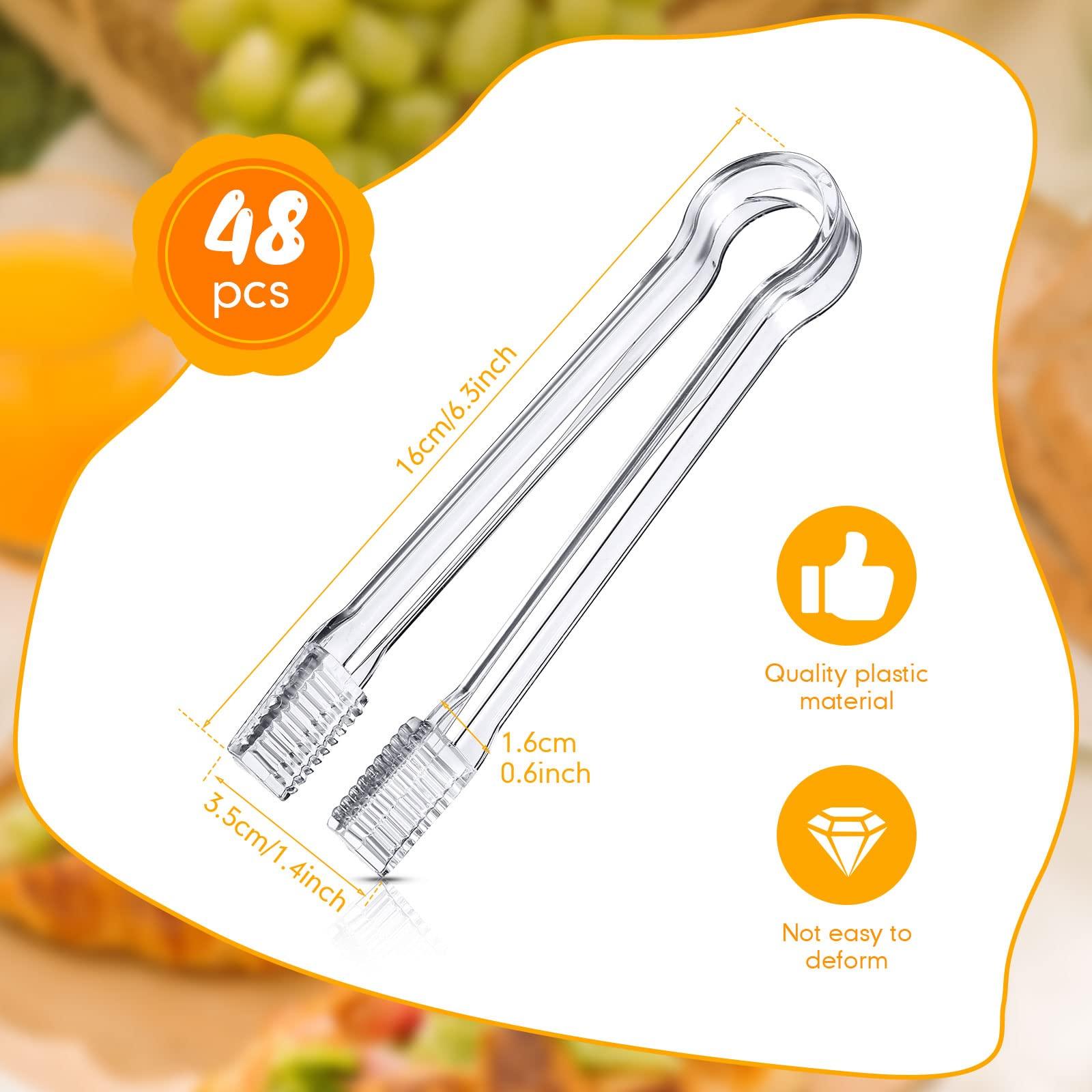 Nuogo 48 Pcs Plastic Buffet Serving Tongs Clear Kitchen Tongs 6.3 Inch Mini Serving Utensils for Food Ice Salad Buffet Barbecue Cookies Tea Coffee Appetizers Party Supplies - Image 2