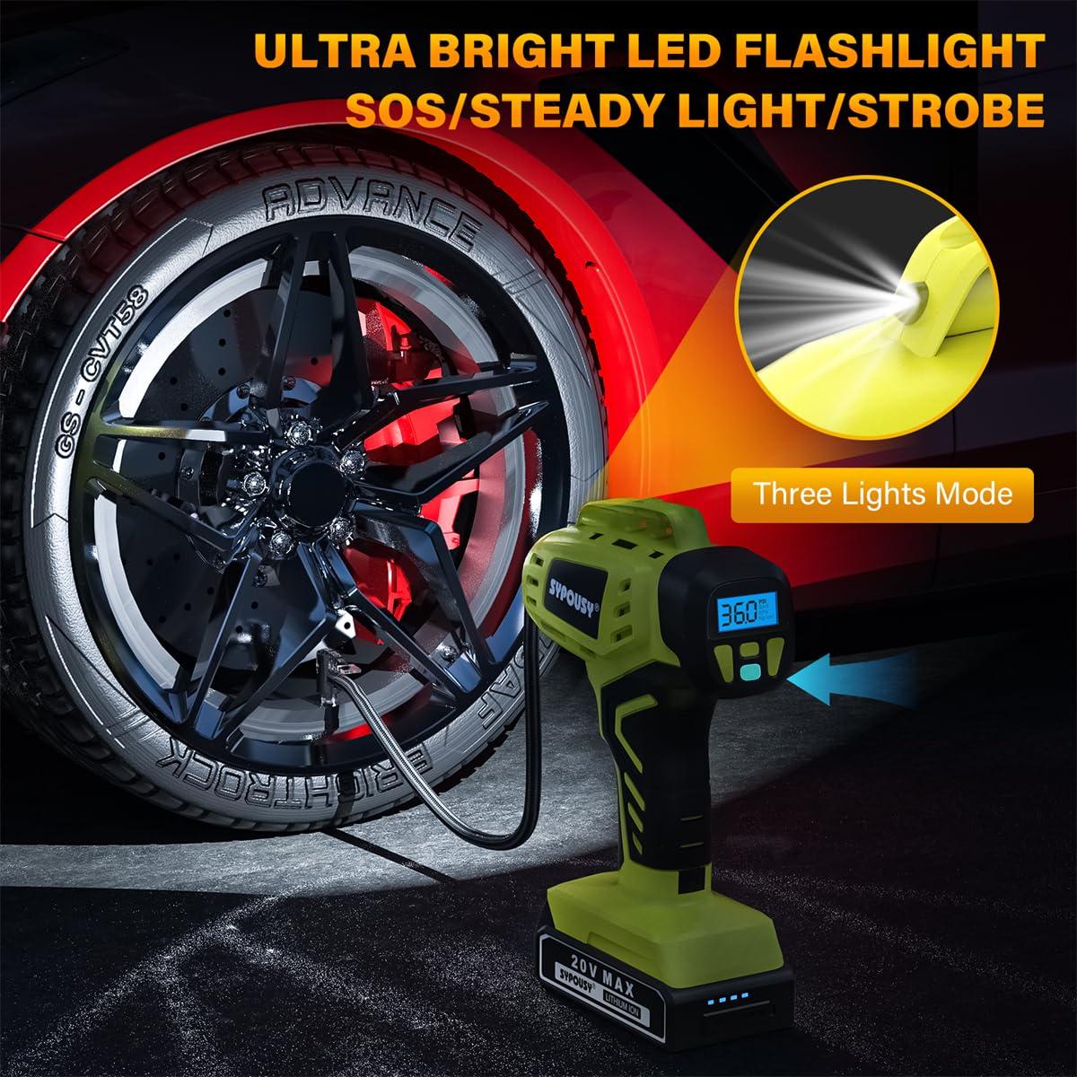 Tire Inflator Portable Air Compressor,Digital Cordless Tire Inflator,2X Faster Car Tire Pump with 20V Rechargeable Battery,Dual Power Supply Modes,Air Pump for Car Tires,E-Bike etc. - Image 8