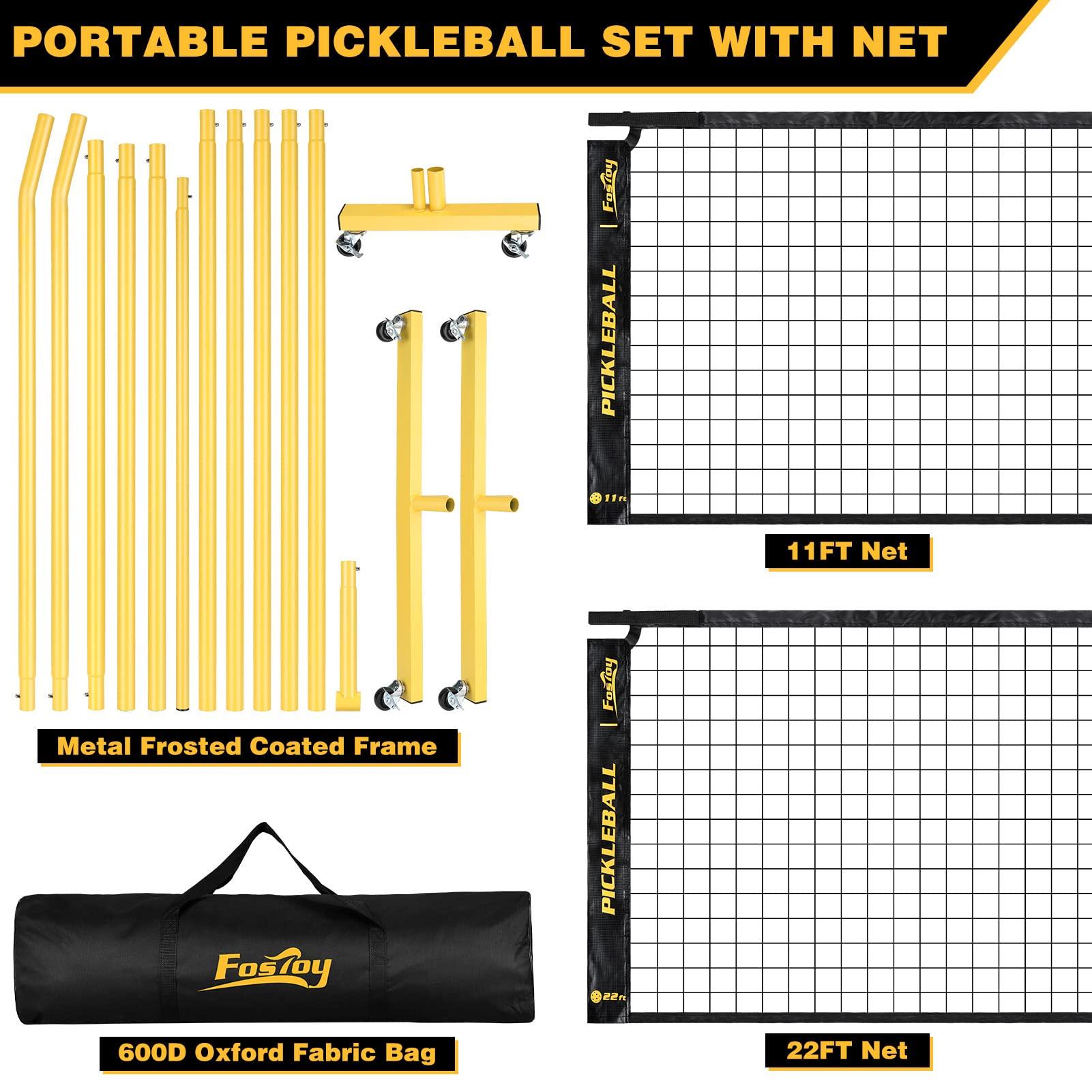 Portable Pickleball Net Set with Wheels, Regulation Size 22 FT & Half Court 11 FT, Steady Metal Frame Pickle Ball Net Set System with Carry Bag for Backyards, Driveways, and Garages - Image 9