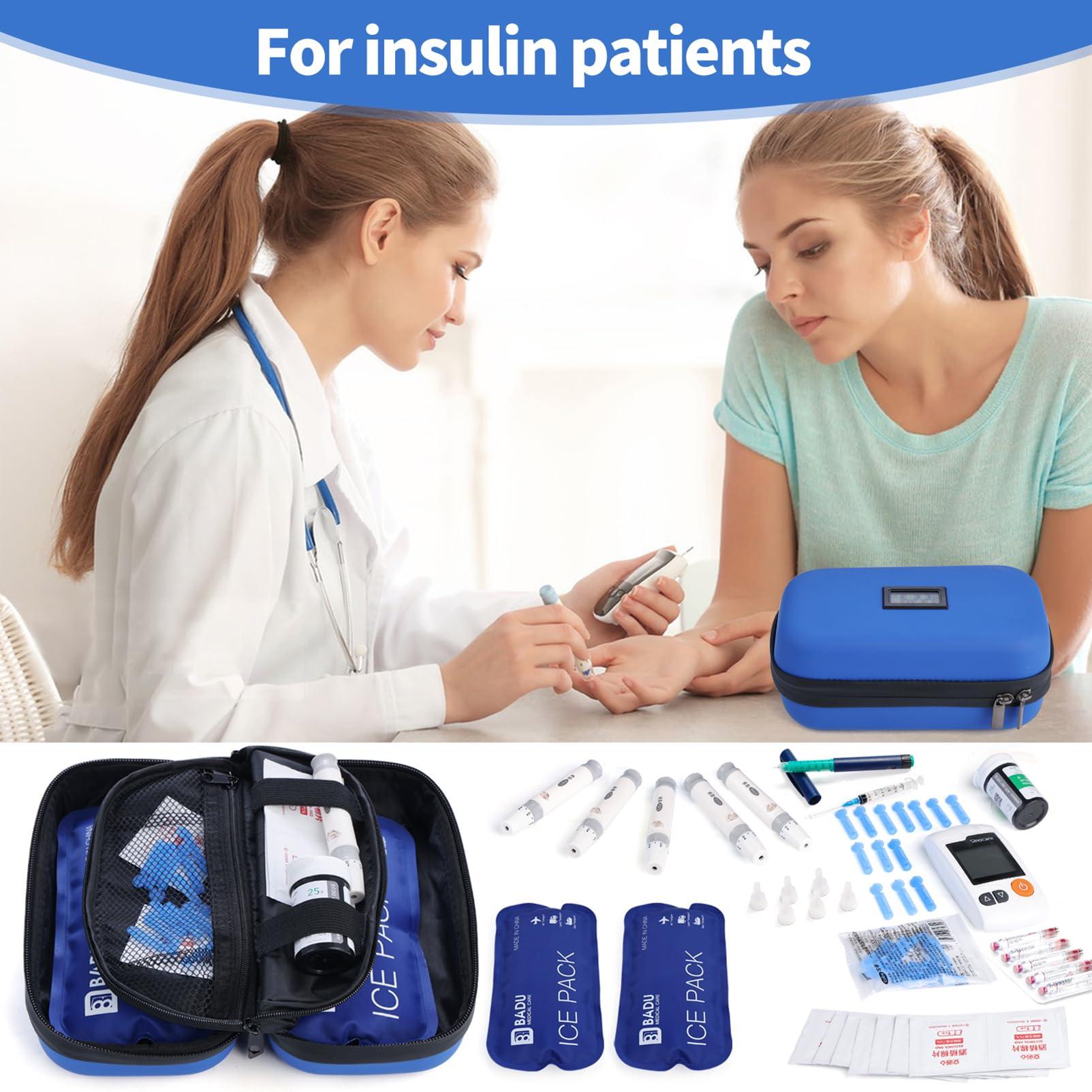 HIMDUZE Insulin Cooler Travel Case TSA Approved Refrigerated Medicine Cooler for Travel w/Thermometer Temperature Diabetic Travel Case w/2 Reusable Ice Packs for Daily Life Trip, Blue - Image 6