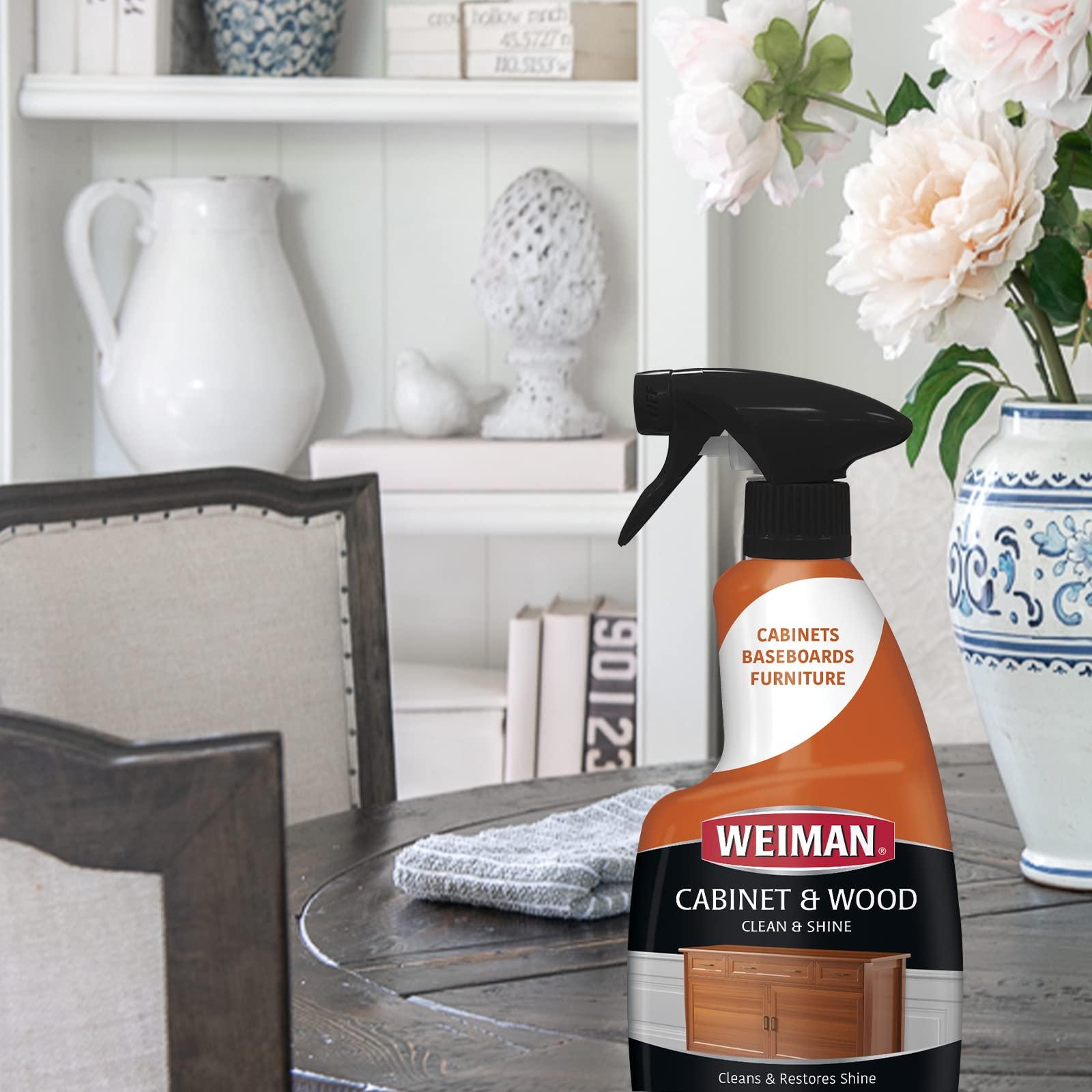 Weiman Cabinet and Wood Cleaner, Shine, Clean and Protect Spray - For Wood Cabinets, Furniture, Tables, Baseboards, Trim and more, 16 oz, 2 PACK with MicroFiber Towel - Image 5
