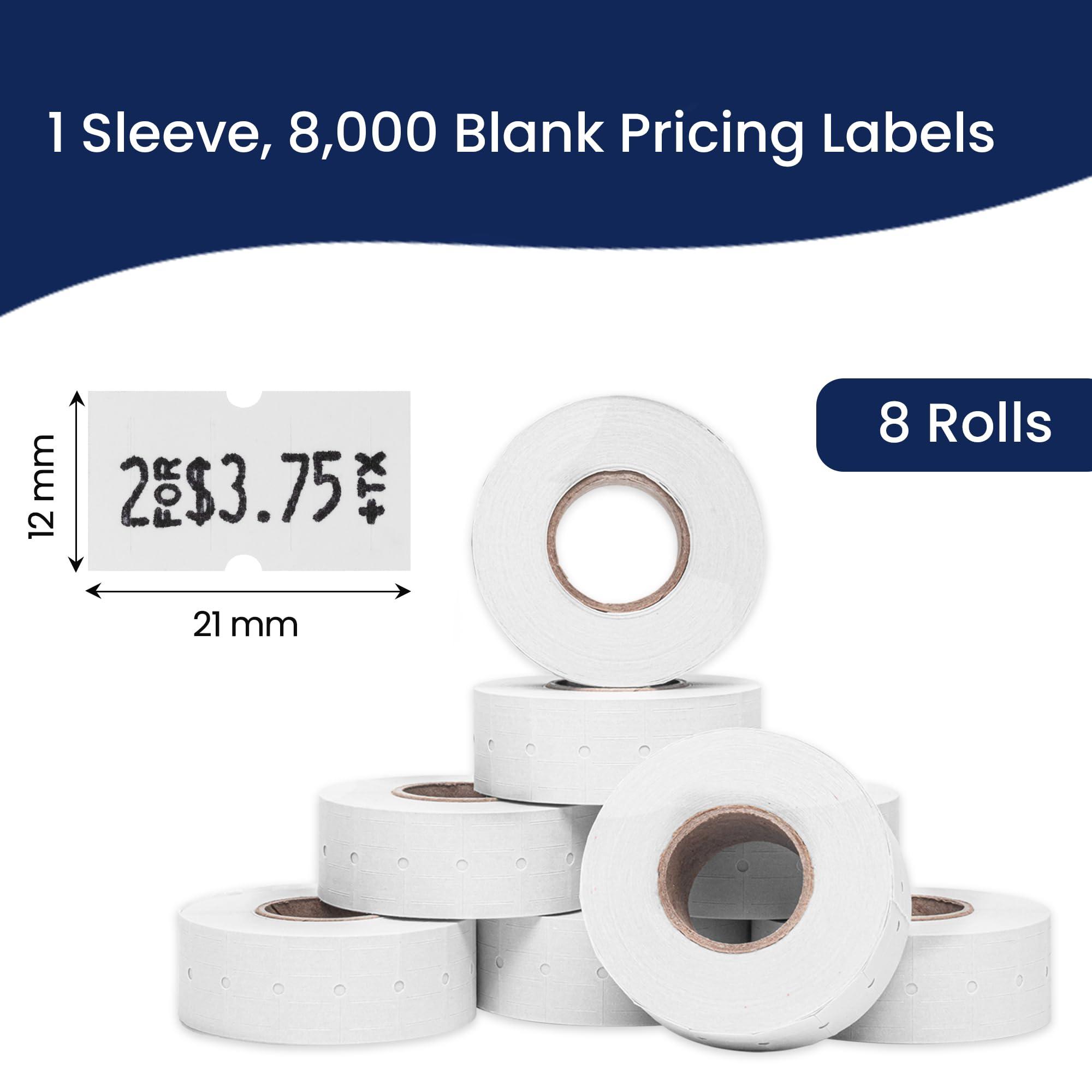 Perco 1 Line White Labels - 8 Rolls, 1 Sleeve, 8,000 Blank Price and Date Gun Labels for Perco 1 Line Price and Date Guns - Made in USA - Image 3