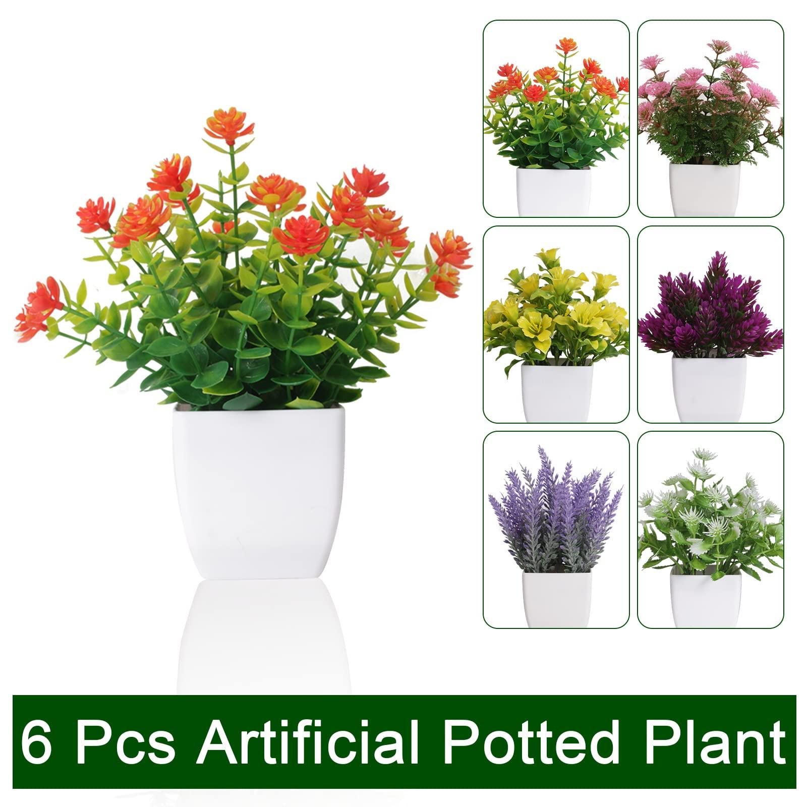 6pcs Artificial Pot Flowers Small Fake Plants with Pot Mini Potted Plants for House Office Tabletop Decoration - Image 4
