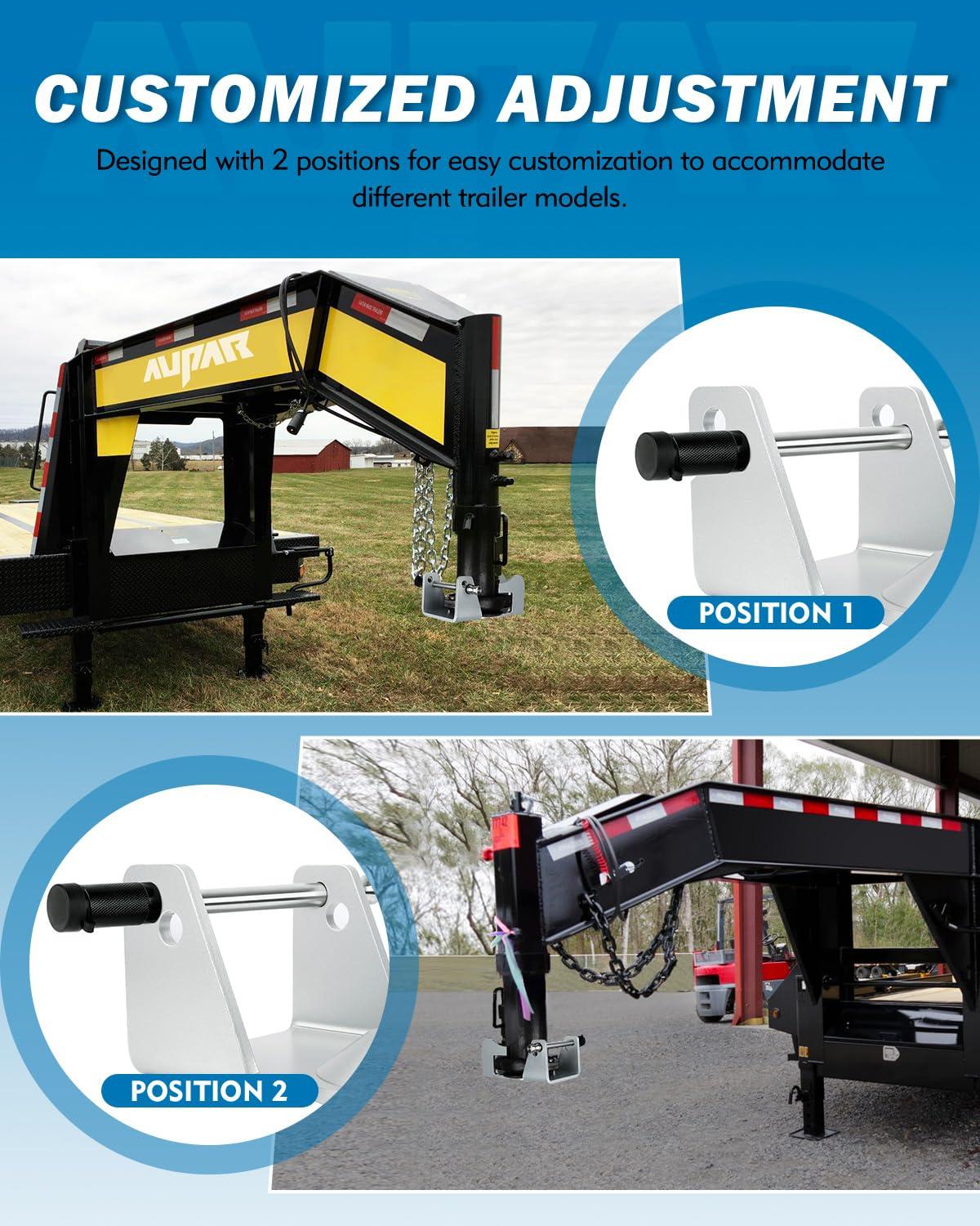Aupar Heavy-Duty Gooseneck Trailer Lock, Gooseneck Lock Fit for Heavy Trailers, Livestock Haulers and RVs - Silver - Image 2