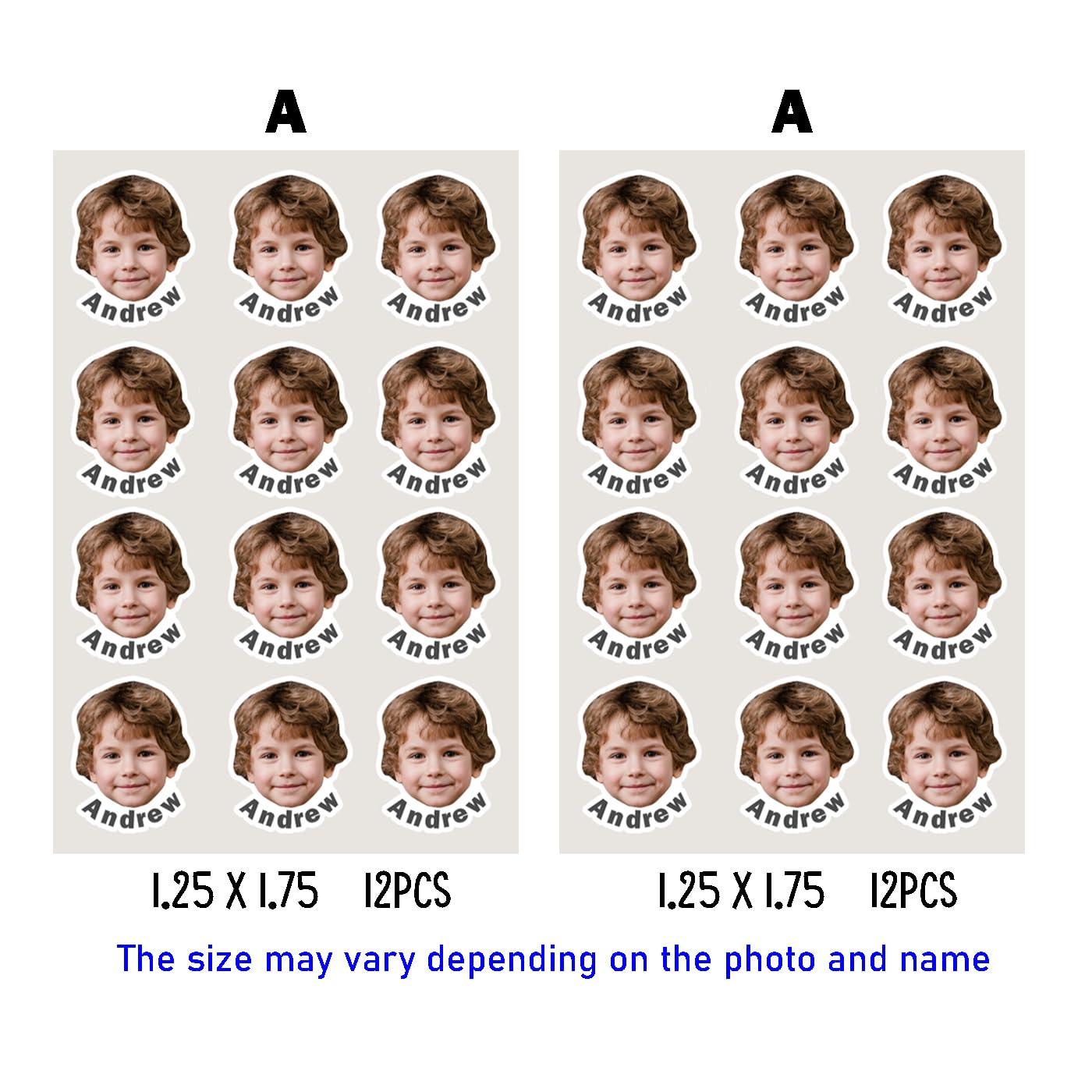 JJJ Design 32 pcs Personalized Face Stickers with name - Portrait Face Photo Stickers for Water Bottles, Lunch Boxes, Phone Cases -Holographic Waterproof Dishwasher Safe (BB) - Image 7
