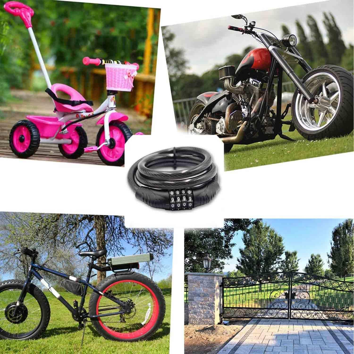 Combination Bike Cable Lock - 4 Digit, 32 inch Long Coiled Security Resettable Cable Lock, Anti-Theft Accessories for Mountain Bike, Road Bike, Electric Bicycle, Scooter - Image 5