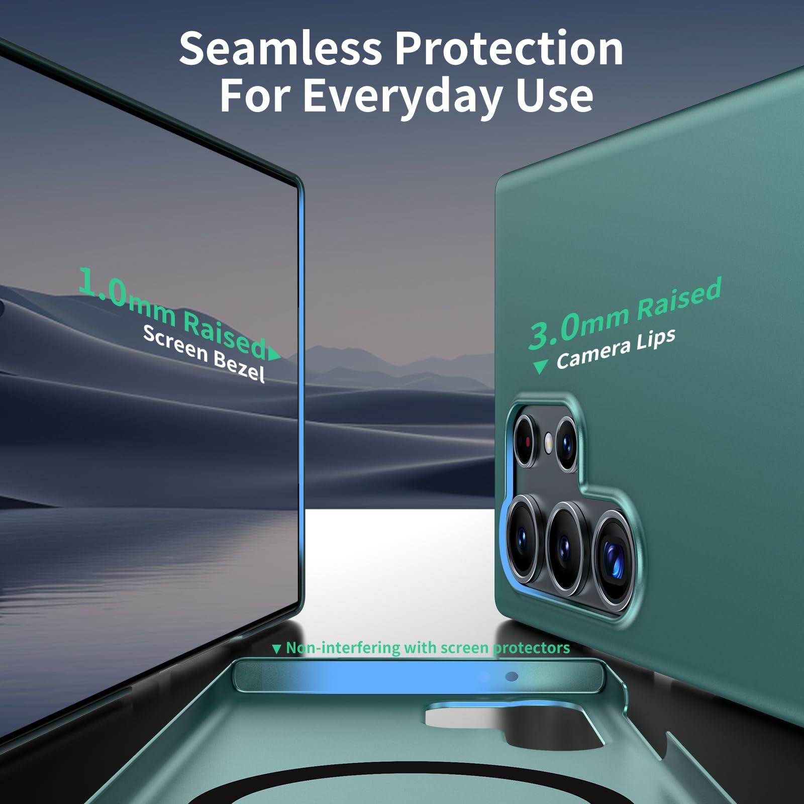 GRECAZO Magnetic Ultra Thin Frosted Designed for Samsung Galaxy S25 Ultra Phone Case 6.9 inch Slim Minimalist Lightweight Matte Hard [Compatibility with MagSafe] Cover Protective Case- Dark Green - Image 5