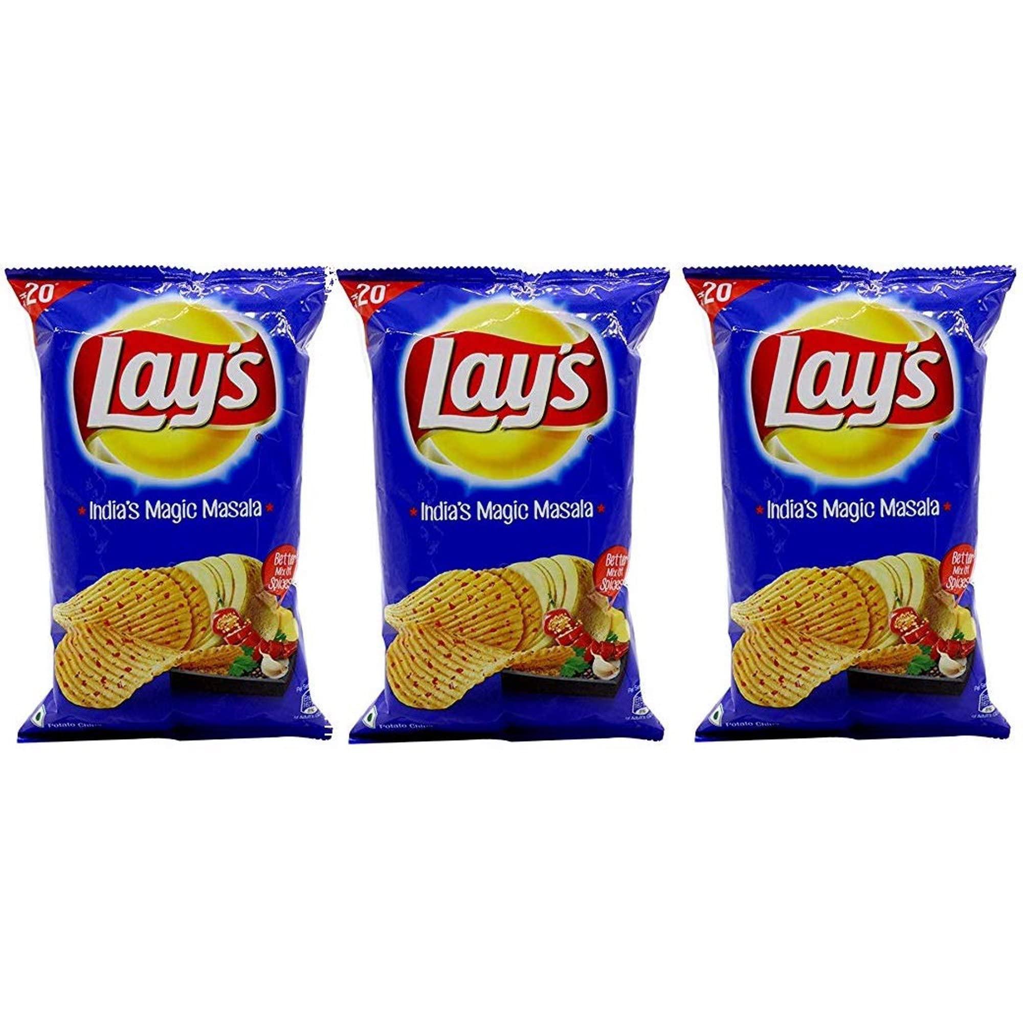 Lay's Potato Chips, India's Magic Masala Flavour, Crunchy Chips & Snacks 3 PACK - Image 3