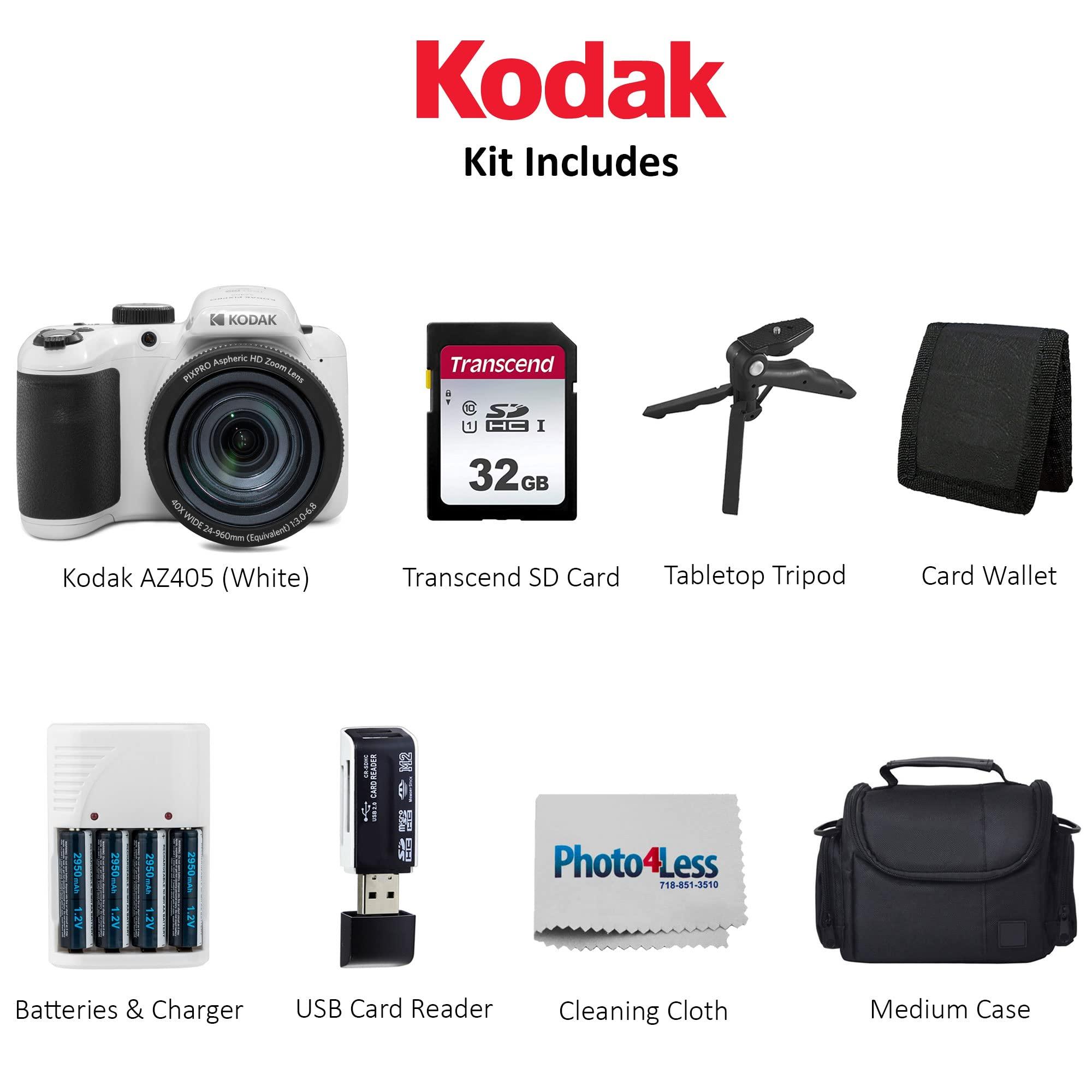 Kodak PIXPRO AZ405 Digital Camera (White) Bundle with 32GB SD Memory Card + Case + Memory Card Wallet + Batteries + Accessories (8 Items) - Image 5