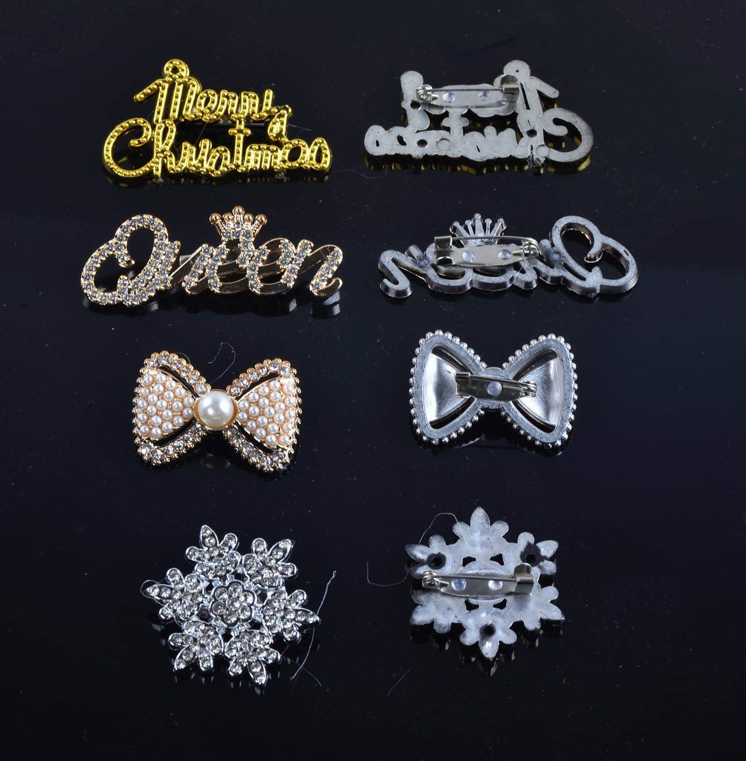 Christmas Charms for Socks - 24pcs Rhinestone Brooches & Pins for Women - Bulk Bling Gold Junk Sock Charms & Shoe Pins for Sambas & Sneakers - Women's Hat, Clothing Crafts & Jewelry Kit - Image 4