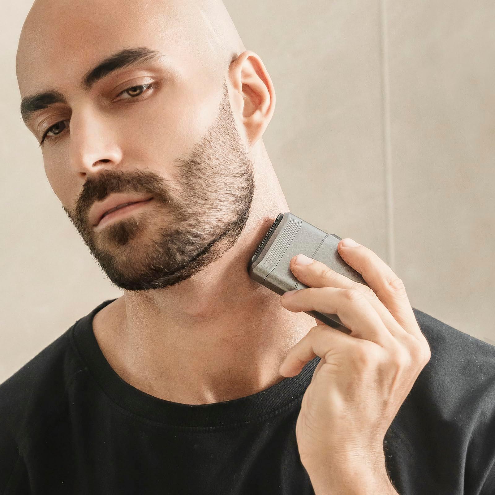 Compact Electric Shavers for Men Face - Portable Travel Electric Razors for Mens Bald Head Waterproof Wet/Dry - Dual-Action Blades for Close Stubble Shaving - USB-C Rechargeable - Image 2