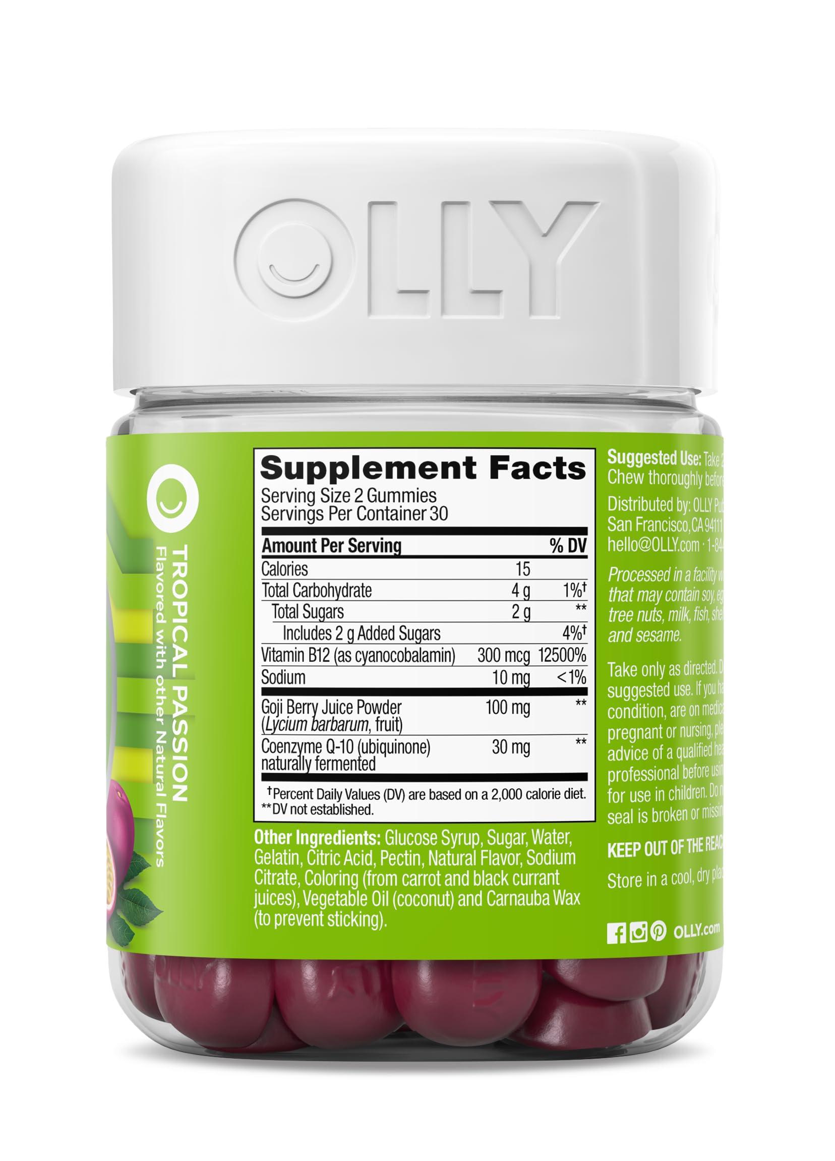 OLLY Daily Energy Gummy, Caffeine Free, Vitamin B12, CoQ10, Goji Berry, Adult Chewable Supplement, Tropical Flavor - 60 Count - Image 9