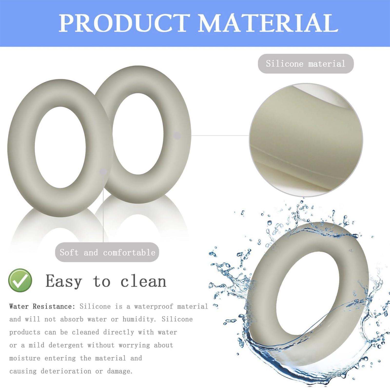 Adhiper 3Sets Silicone Sweat Case Cover for Sony WH-1000XM4 WH-1000XM3 Headphones, Silicone XM4 Earpad Cover/Ear Covers/Headband Cover Protector, Sweat Proof Soft Headphone Accessories (Off White) - Image 3