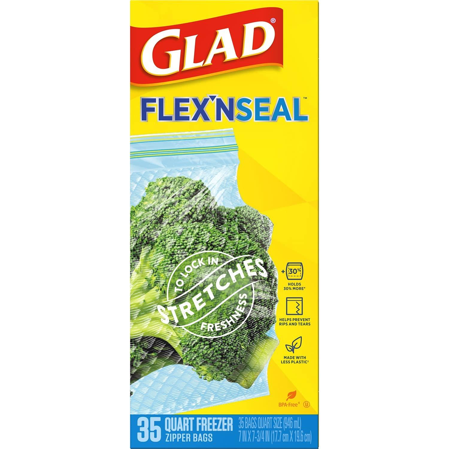 GladFlex'N Seal Freezer Storage Plastic Bags, Quart, 35 Count, Pack of 4 (Package May Vary) - Image 14