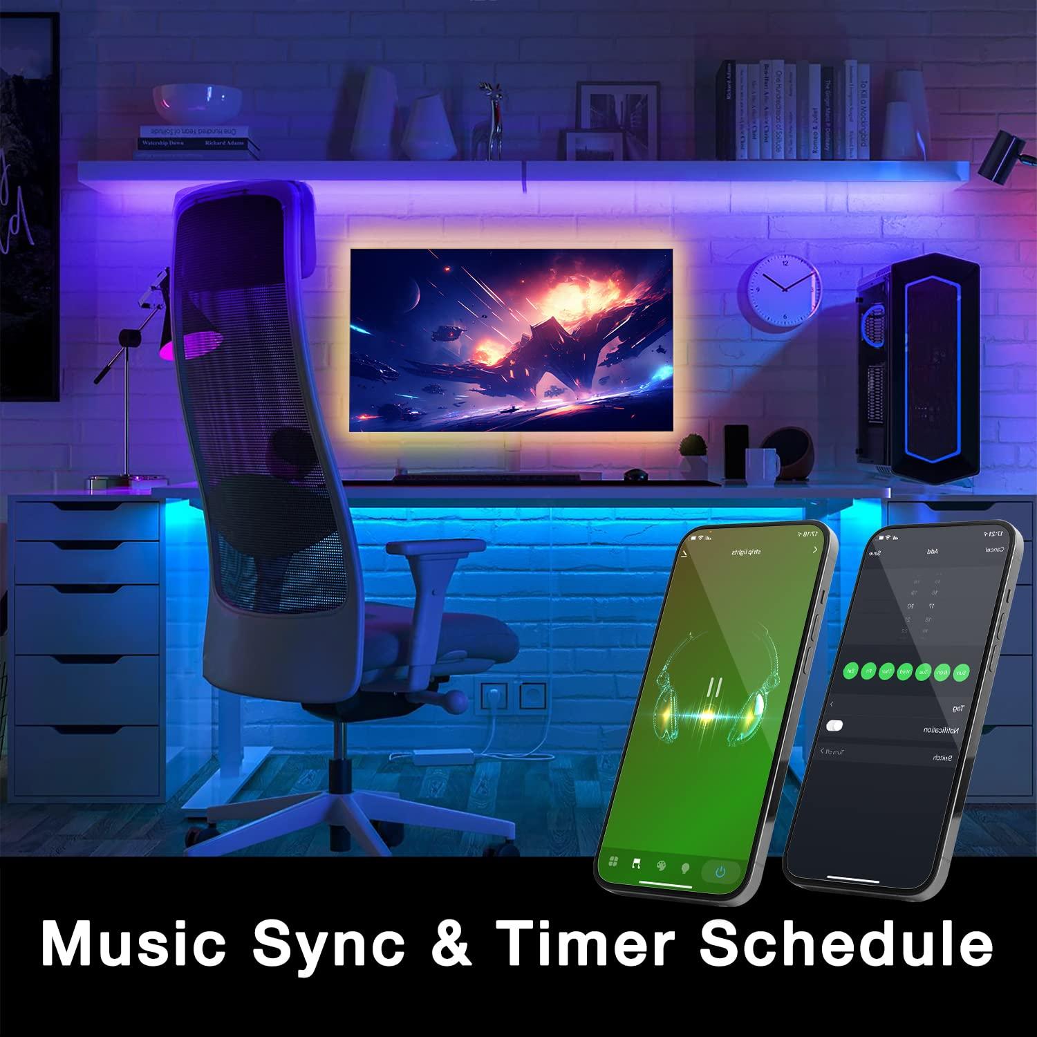 DAYBETTER Smart WiFi Led Lights 100ft, Tuya App Controlled Led Strip Lights, Work with Alexa and Google Assistant, Timer Schedule, Color Changing Led Lights for Bedroom Party Kitchen - Image 4