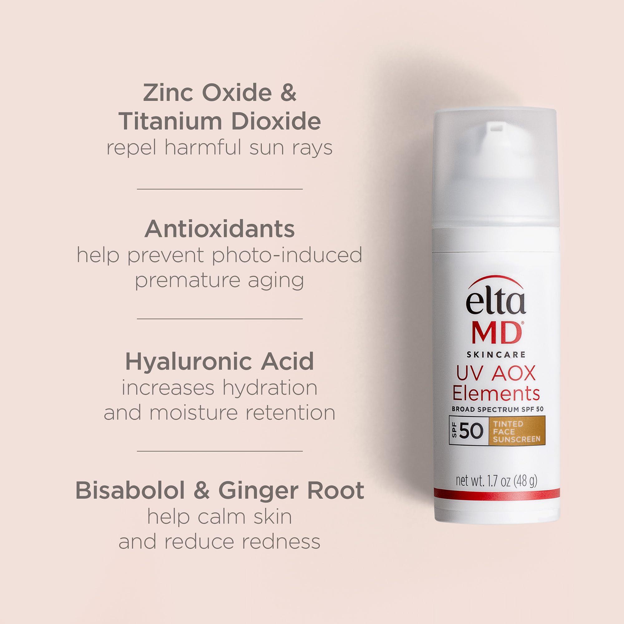 EltaMD UV AOX Elements Tinted Mineral Face Sunscreen Lotion, Tinted Moisturizer for Face SPF 50 with Antioxidants, For Dry Sensitive Skin 1.7 oz Pump - Image 8