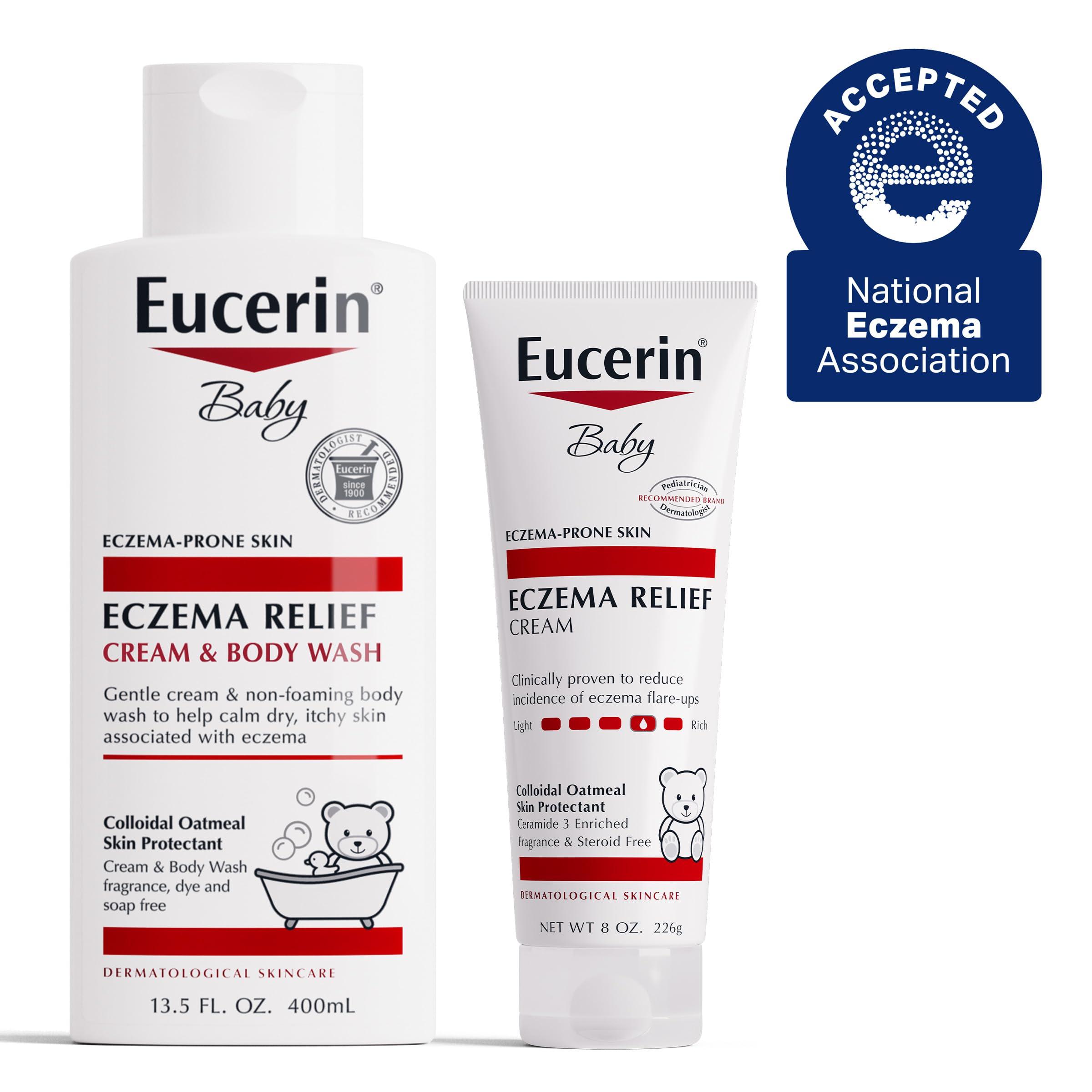 Eucerin Baby Eczema Relief Cream and Body Wash (13.5 Fl Oz) + Baby Eczema Cream (8 Oz), Fragrance Free Skin Care Set with Colloidal Oatmeal (Skin Protectant) - Image 2