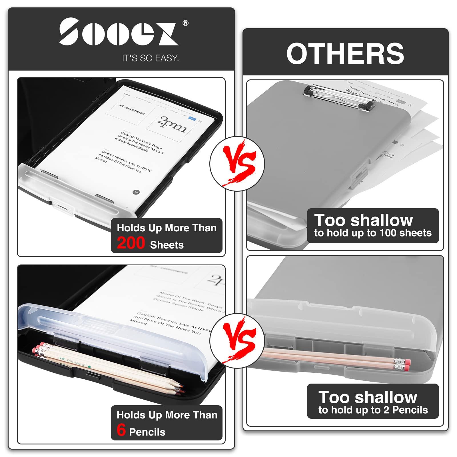 Sooez Clipboard with Storage, High Capacity Nursing Clip Board 8.5 x 11 with Pen Holder & Low Profile Clip, Plastic Clipboards Case Box, Teacher Must Haves School Office Supplies,Letter Size/ A4 - Image 3