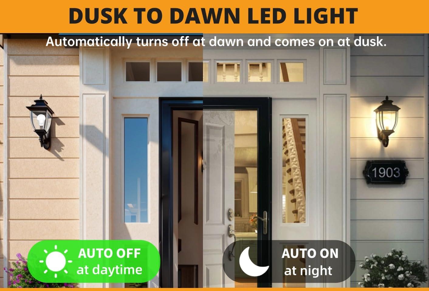 TSEXES Dusk to Dawn Light Bulbs Outdoor,Automatic On/Off Sensor LED Light Bulb,5000K Daylight LED Light Bulb for Wall lamp Porch Garage Light,4 Pack - Image 5