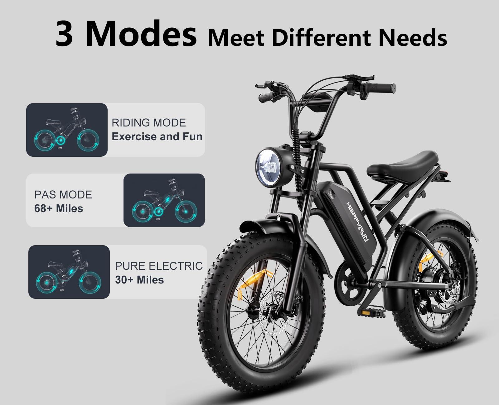 HAPPYRUN Electric Bike for Adults Peak 2000W/1500W Ebike 48V 18Ah Removable Battery E-Bike 60+ Mile 32MPH Top Speed Electric Motorcycle - All Terrain Fat Tire Electric Bike - Image 6