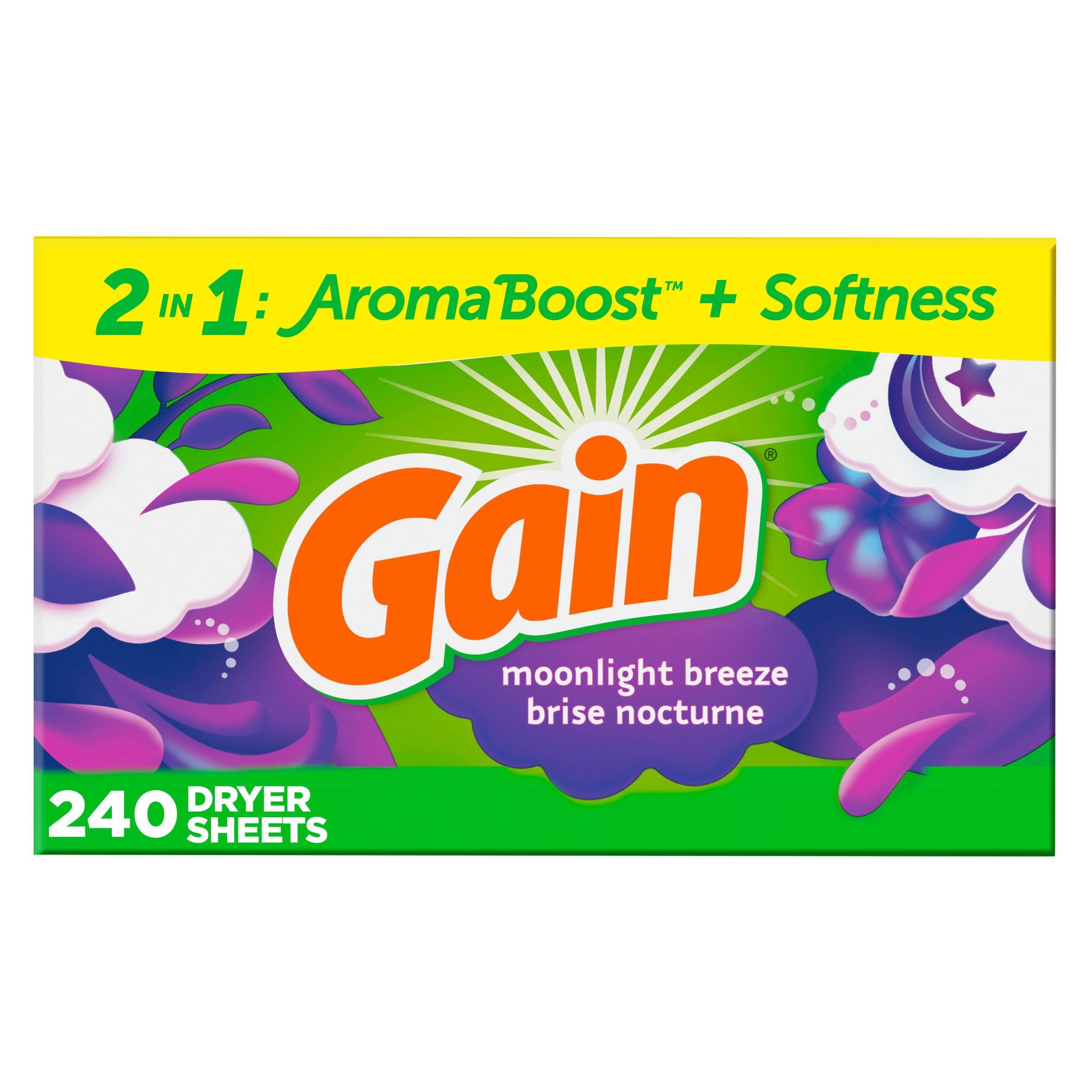 Gain Dryer Sheets Laundry Fabric Softener, Moonlight Breeze, 240 Count - Image 1