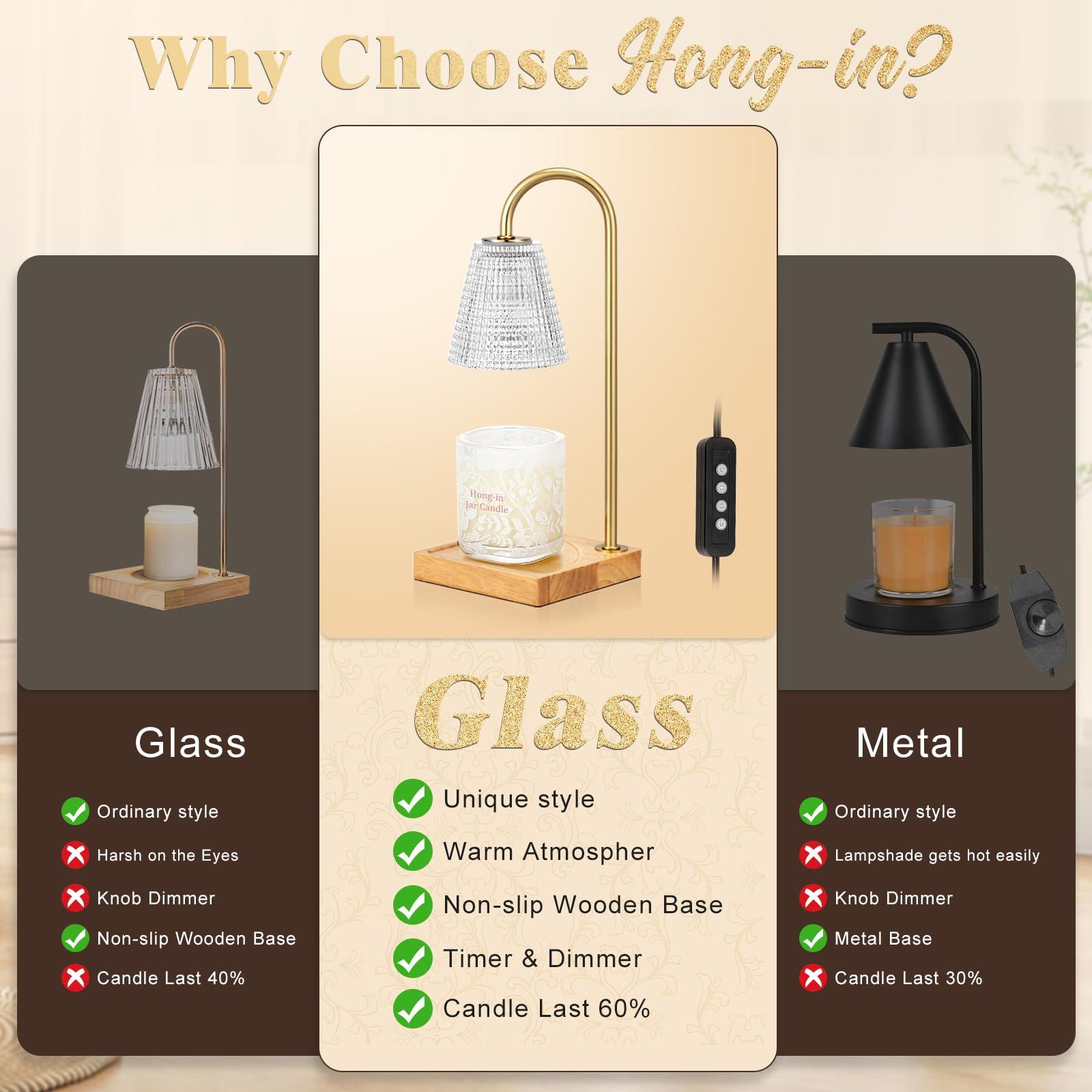 Hong-in Candle Warmer Lamp with Timer Dimmer,Birthday Gifts for Women Mom,House Warming Gifts New Home Room Decor,Wax Warmer for Scented Wax Jar Candles with Unique Dotted Lampshade - Image 7