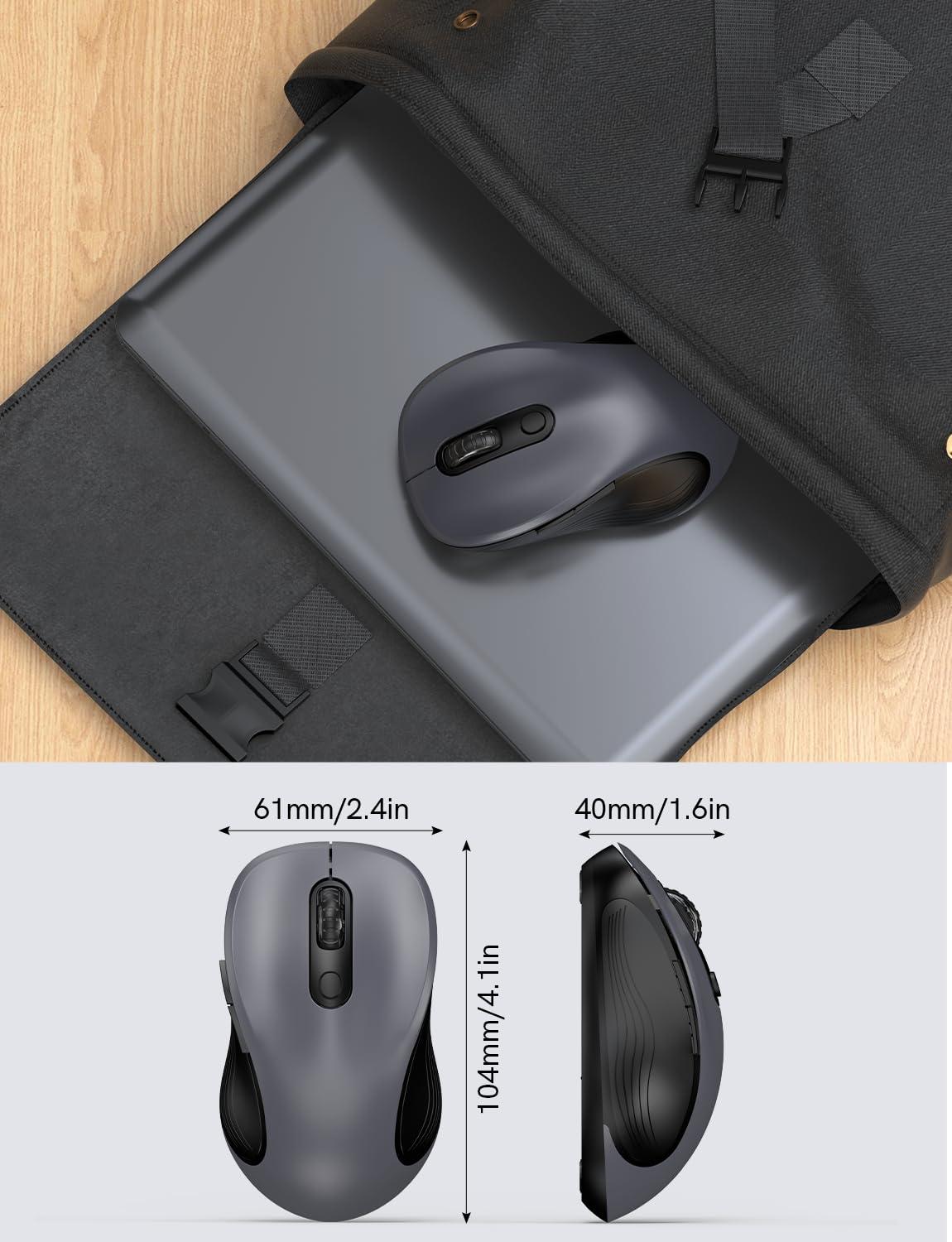 Trueque Wireless Mouse for Laptop, 2.4GHz Ergonomic Computer Mouse with Back & Forward Buttons, 3 Adjustable DPI Levels, 6 Buttons, Optical USB Cordless Mice for Windows Chromebook MacBook PC (Gray) - Image 4