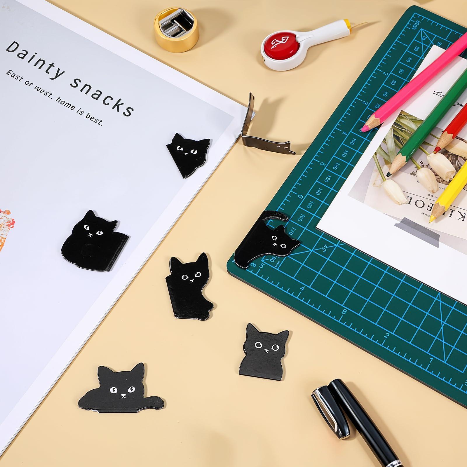 Ptwola 13 Pcs Black Cat Bookmark Clips Kawaii Fun Page Markers Accessories Assorted Cute Cat Book Markers Clip Tabs Set for Lover Women Men Kids Students Teachers Reader School Office Home Supplies - Image 2