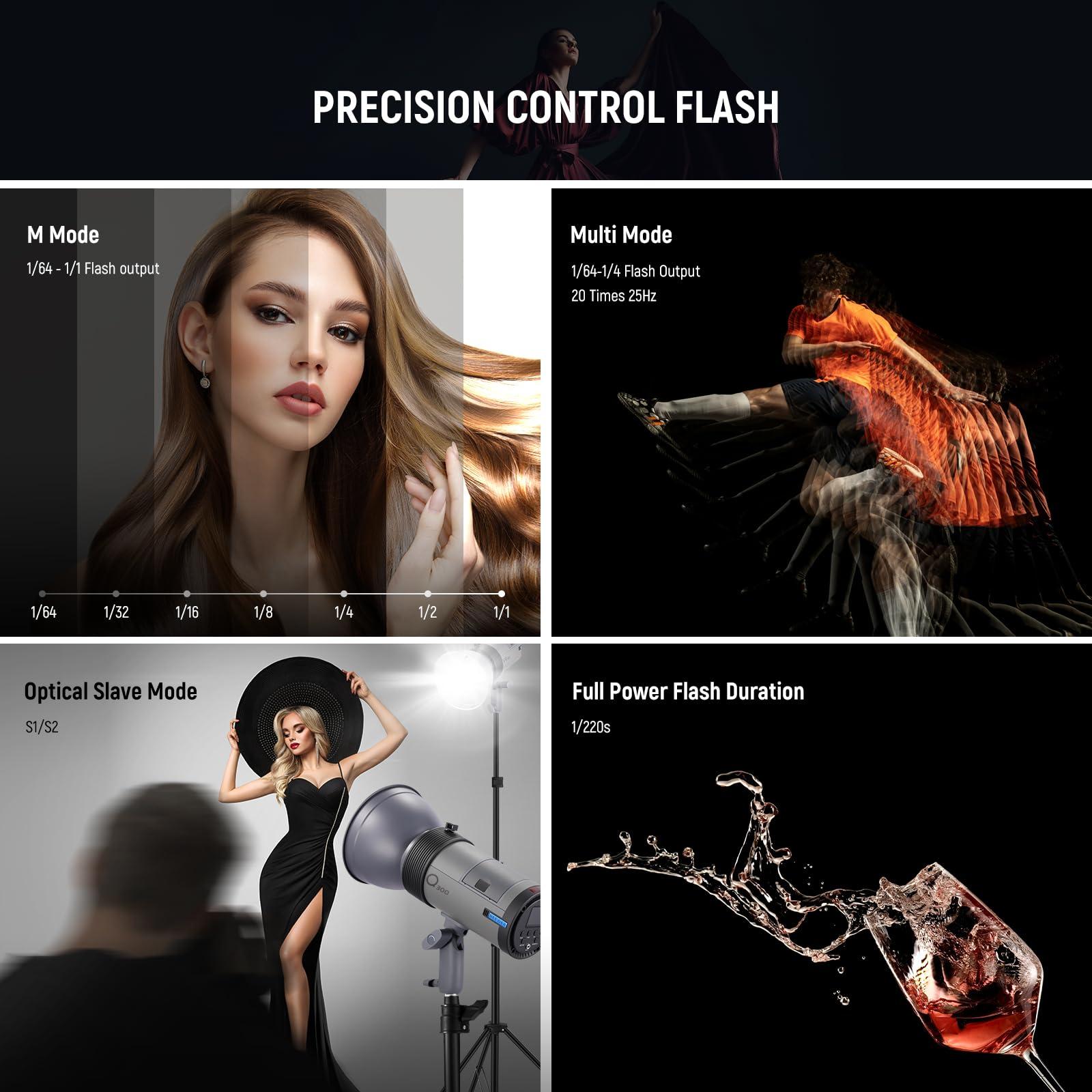 NEEWER Q300 300Ws 2.4G Outdoor Studio Flash with Q Compact Wireless Trigger, 7800mAh Li ion Battery Powered Strobe Light Photography Cordless Monolight with 1000 Full Power Flash 0.4~2.5s Recycle - Image 3