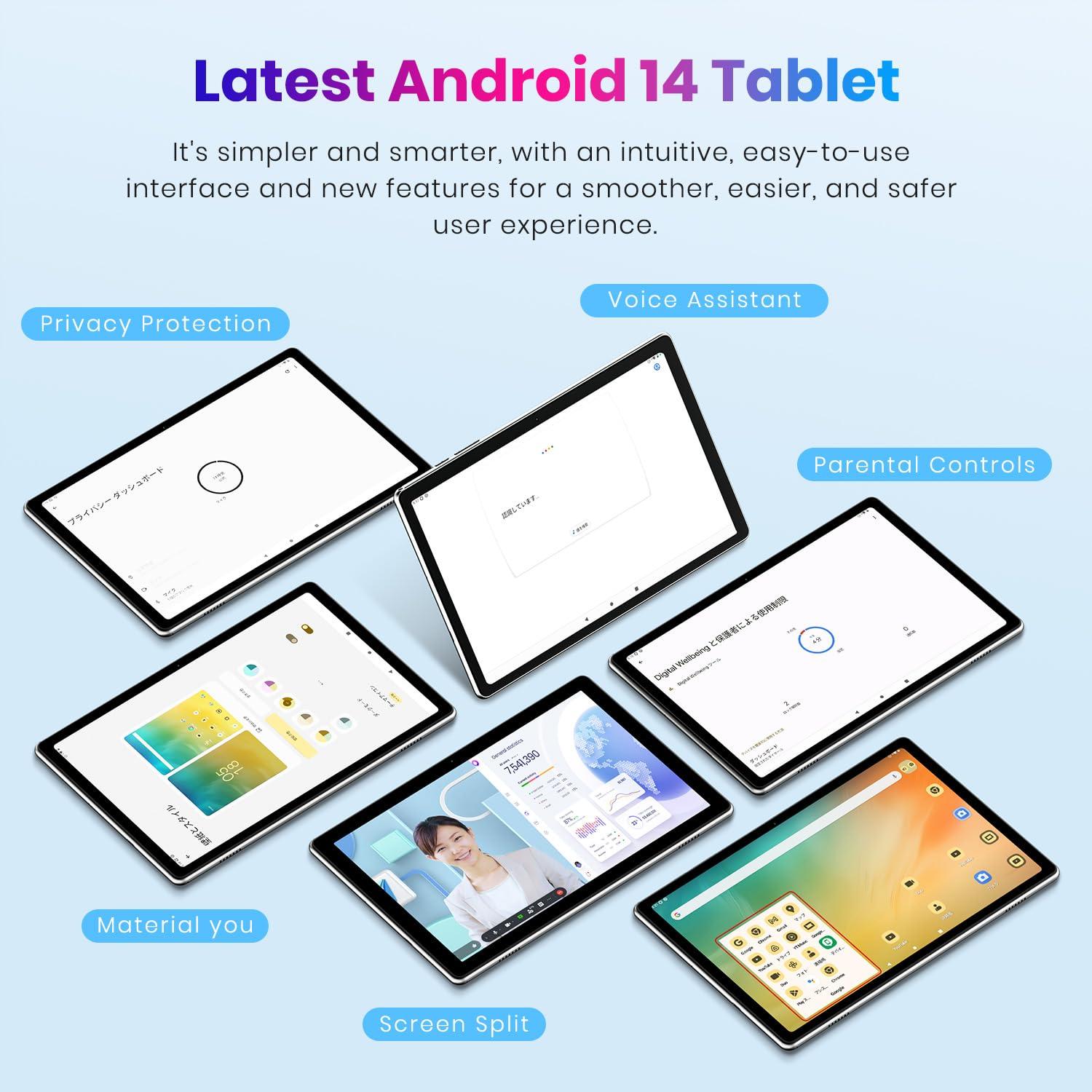 2025 Android 14 Octa-Core 10.2 inch Tablet, 12GB RAM + 64GB ROM, 1TB Expand, 6000mAh Battery, 2.4G+5G Wi-Fi 6, 2MP+8MP Dual Camera, Bluetooth, 1280x800 FHD IPS Display (Gray) - Image 3